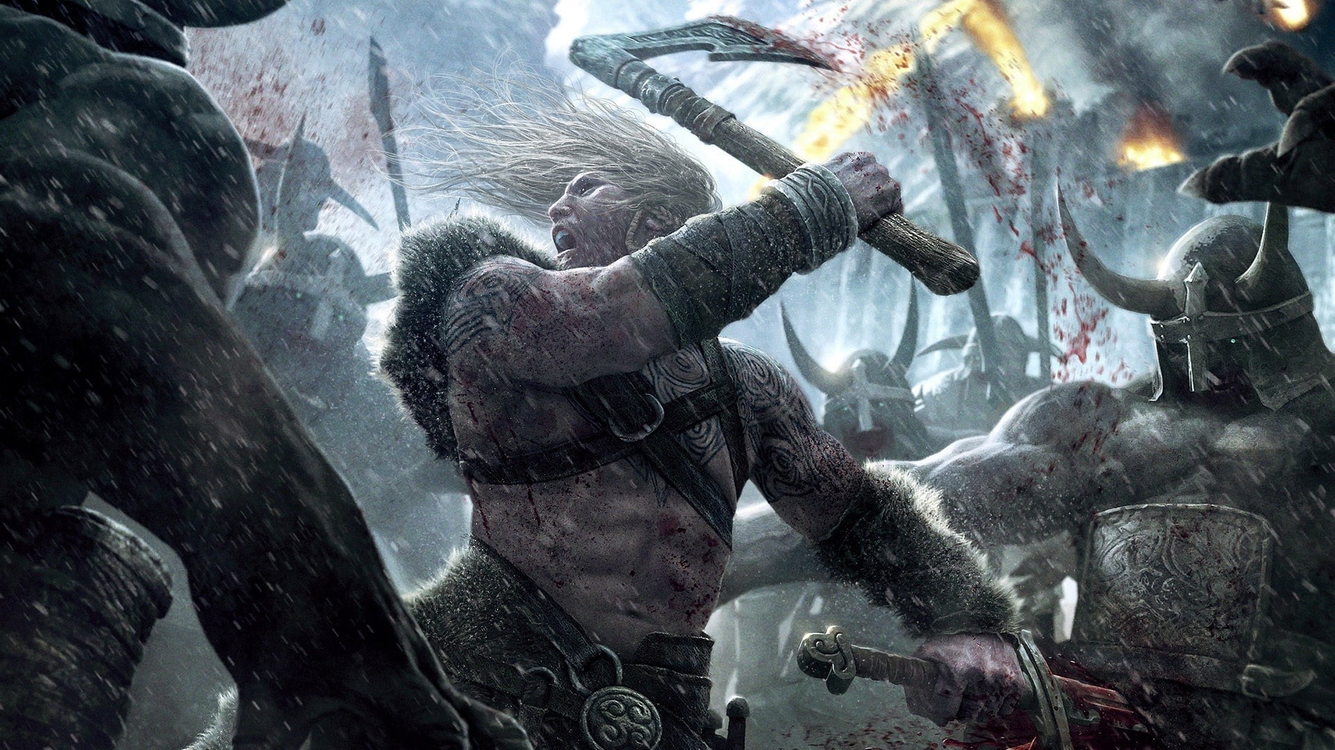 man with ax game character, Vikings, battle, war, fantasy art