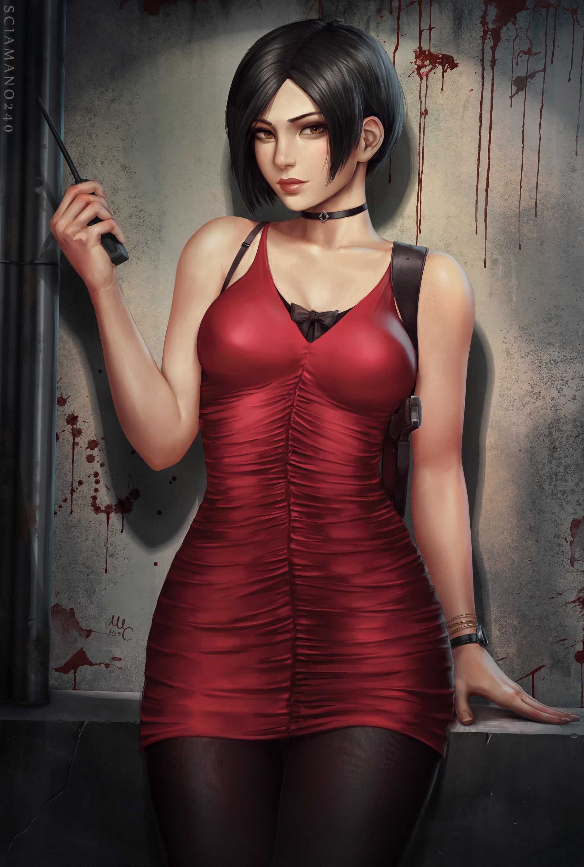 digital art, artwork, women, Resident Evil 2, ada wong, portrait