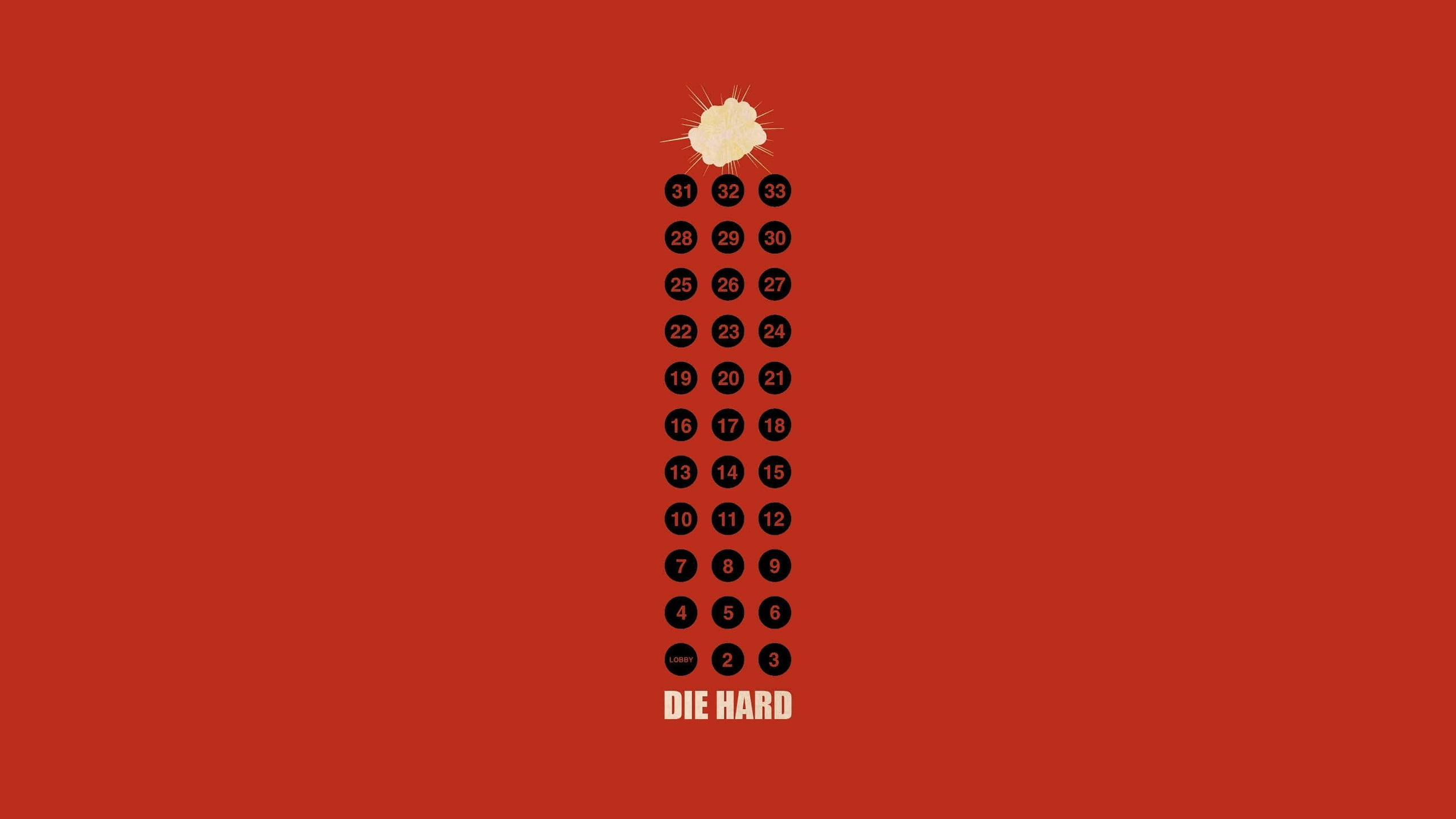 Die Hard, movies, artwork, minimalism, red, studio shot, colored background