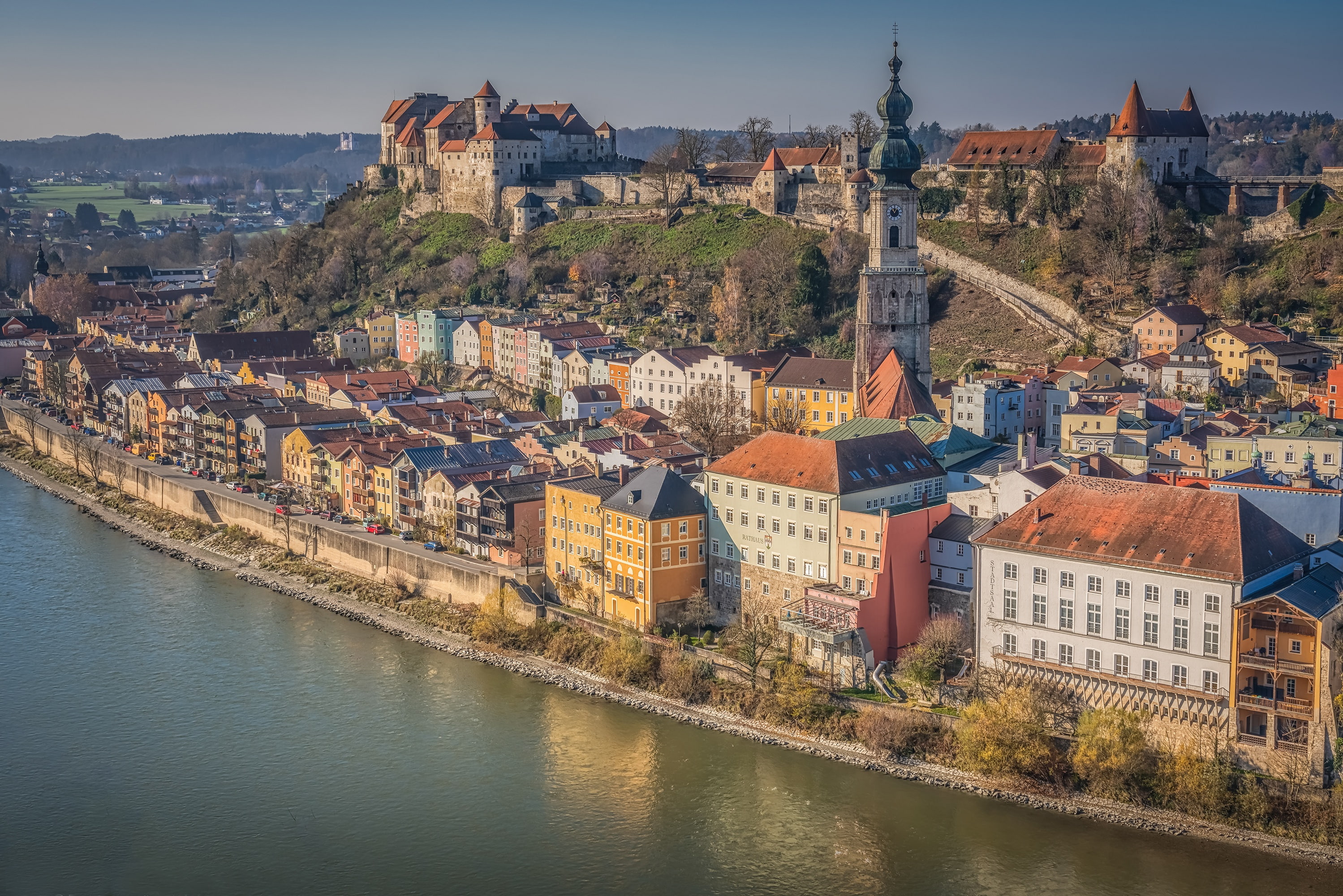 river, castle, building, home, Germany, Bayern, Bavaria, Salzach River
