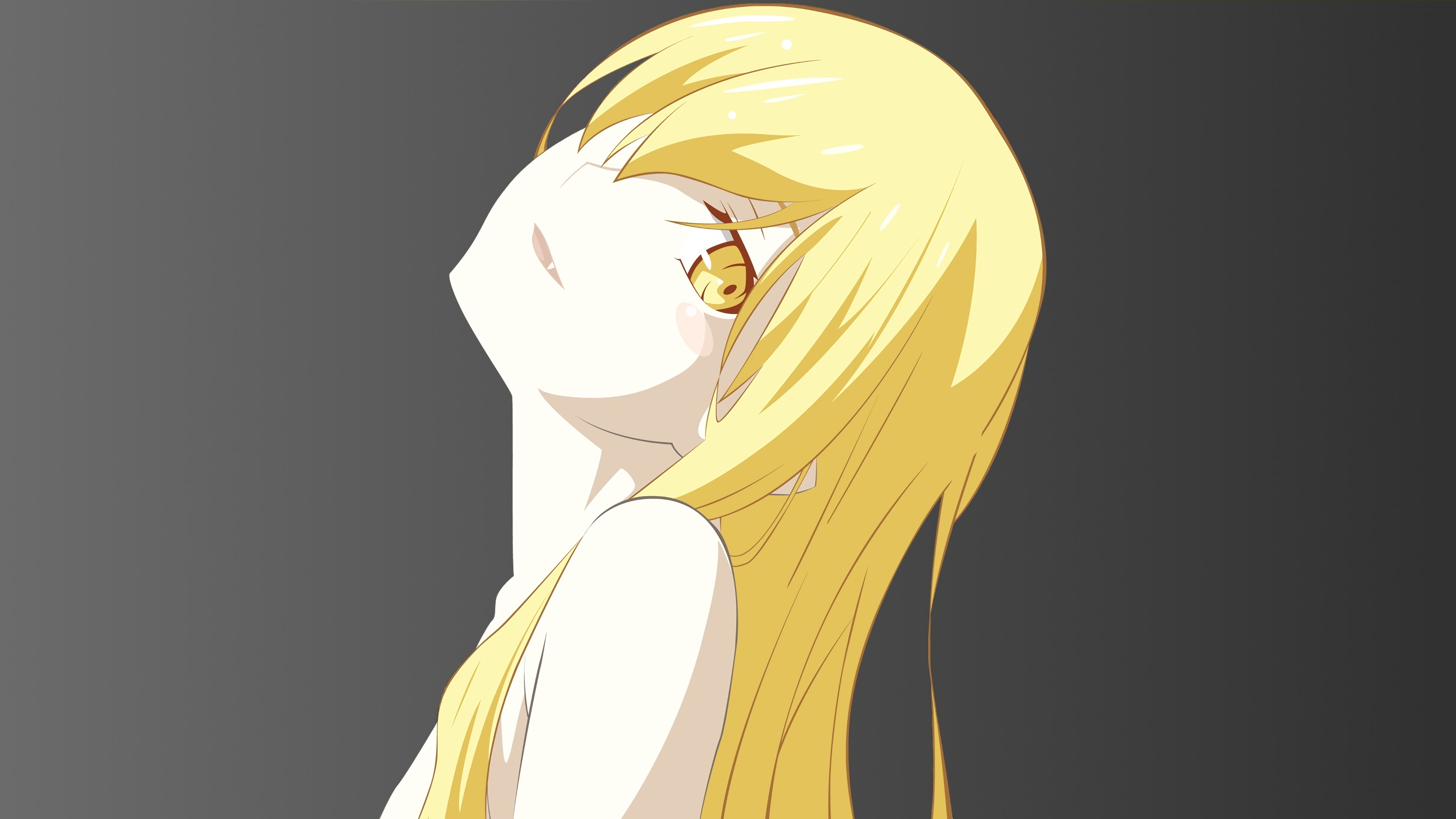 Head tilt, vector art, anime, Monogatari Series, blonde, long hair