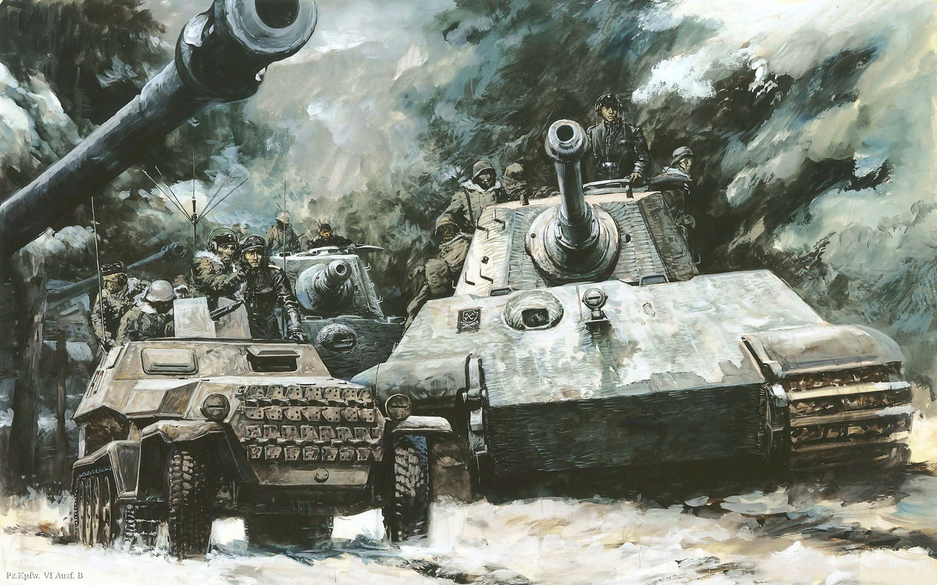 multicolored battle tanks and armies digital wallpaper, war, Tiger II