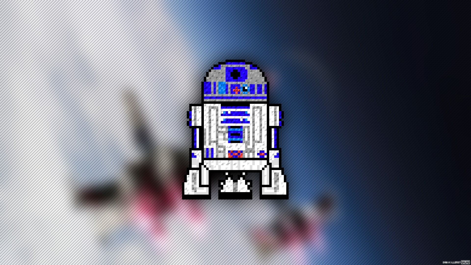 Star Wars BB-8 figure, R2-D2, Trixel, pixel art, robot, technology