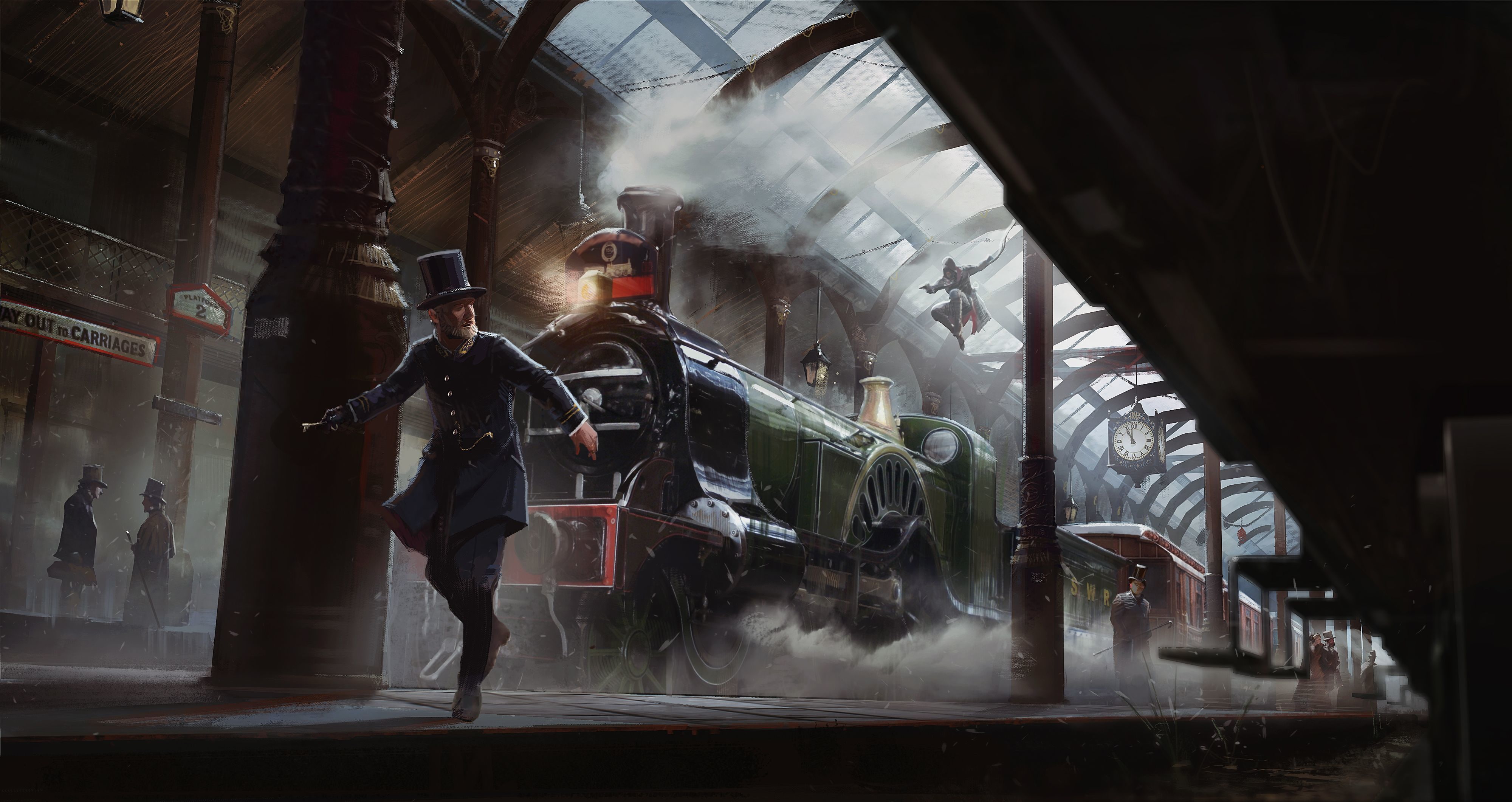 Hogwarts trains station digital wallpaper, Smoke, The engine