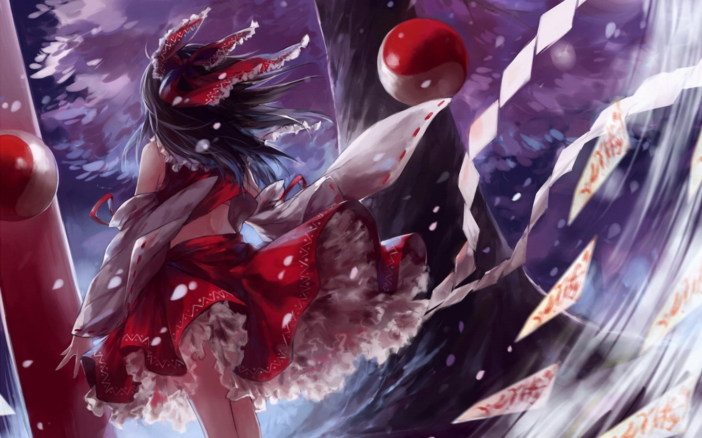 Free Download Hd Wallpaper Video Games Touhou Cherry Blossoms Trees