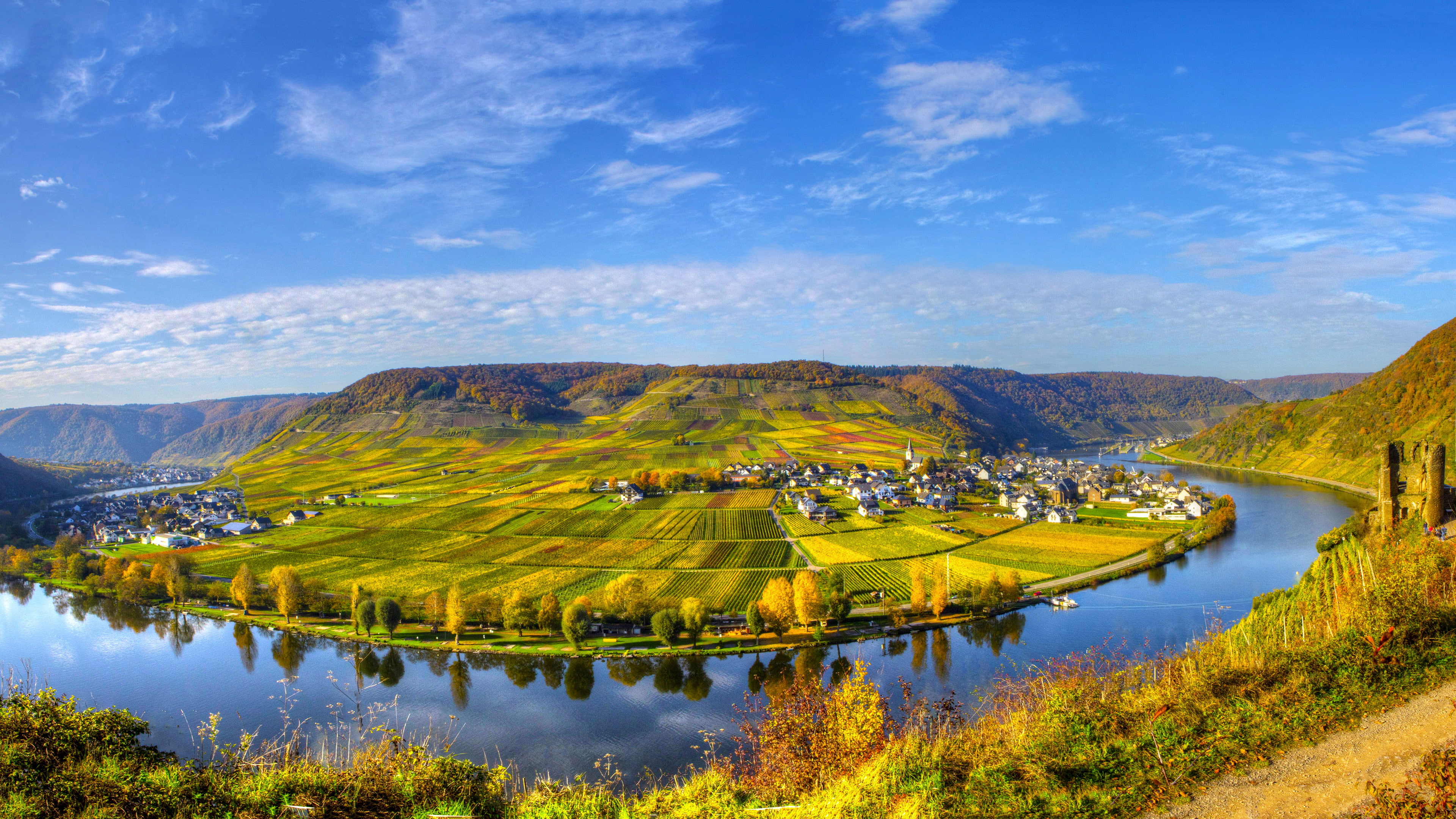 Landscape Nature Field Fields Sky White Clouds Moselle River Cruises Small Town Ellenz Poltersdorf