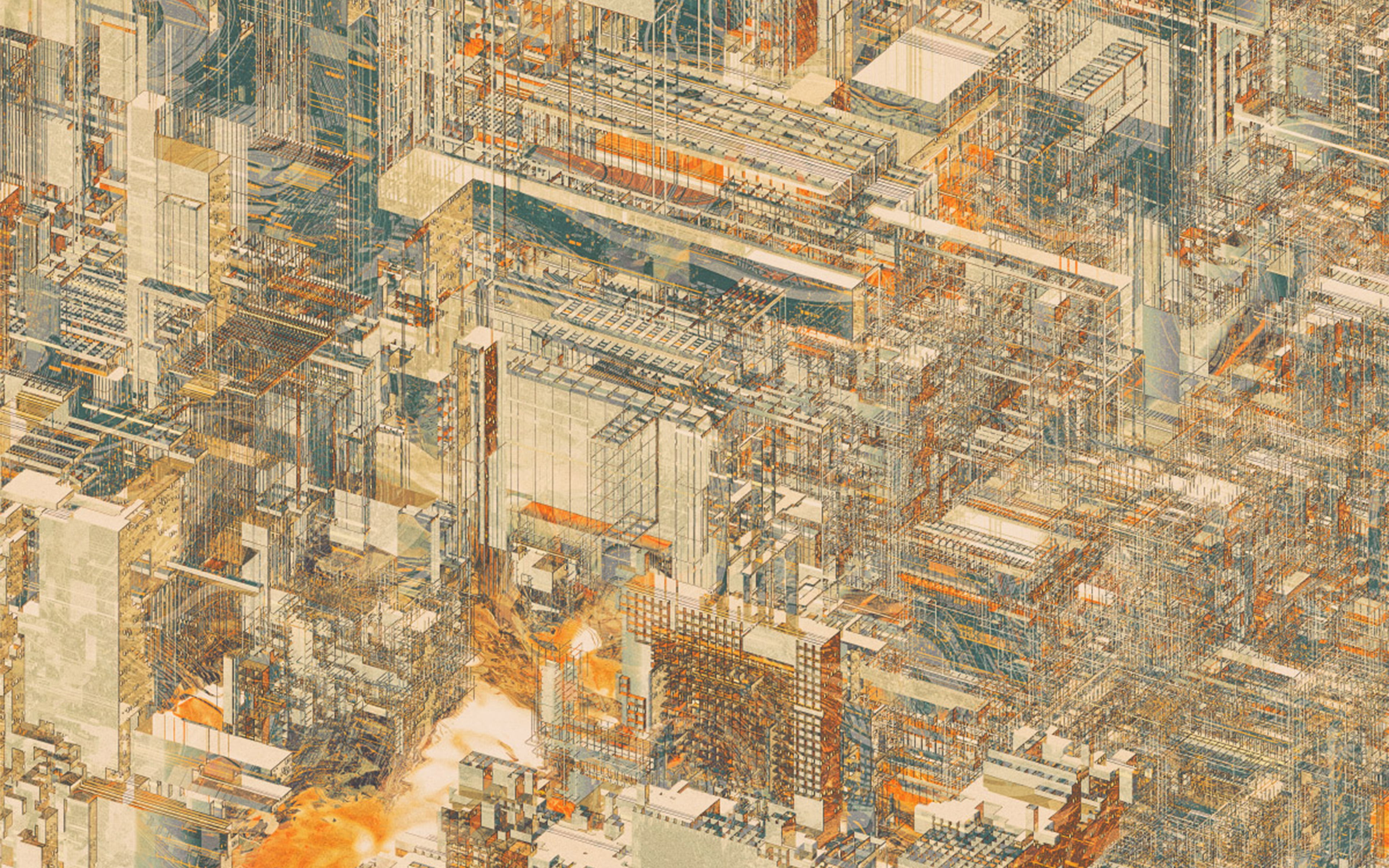 digital, complex, art, pattern, background, building exterior