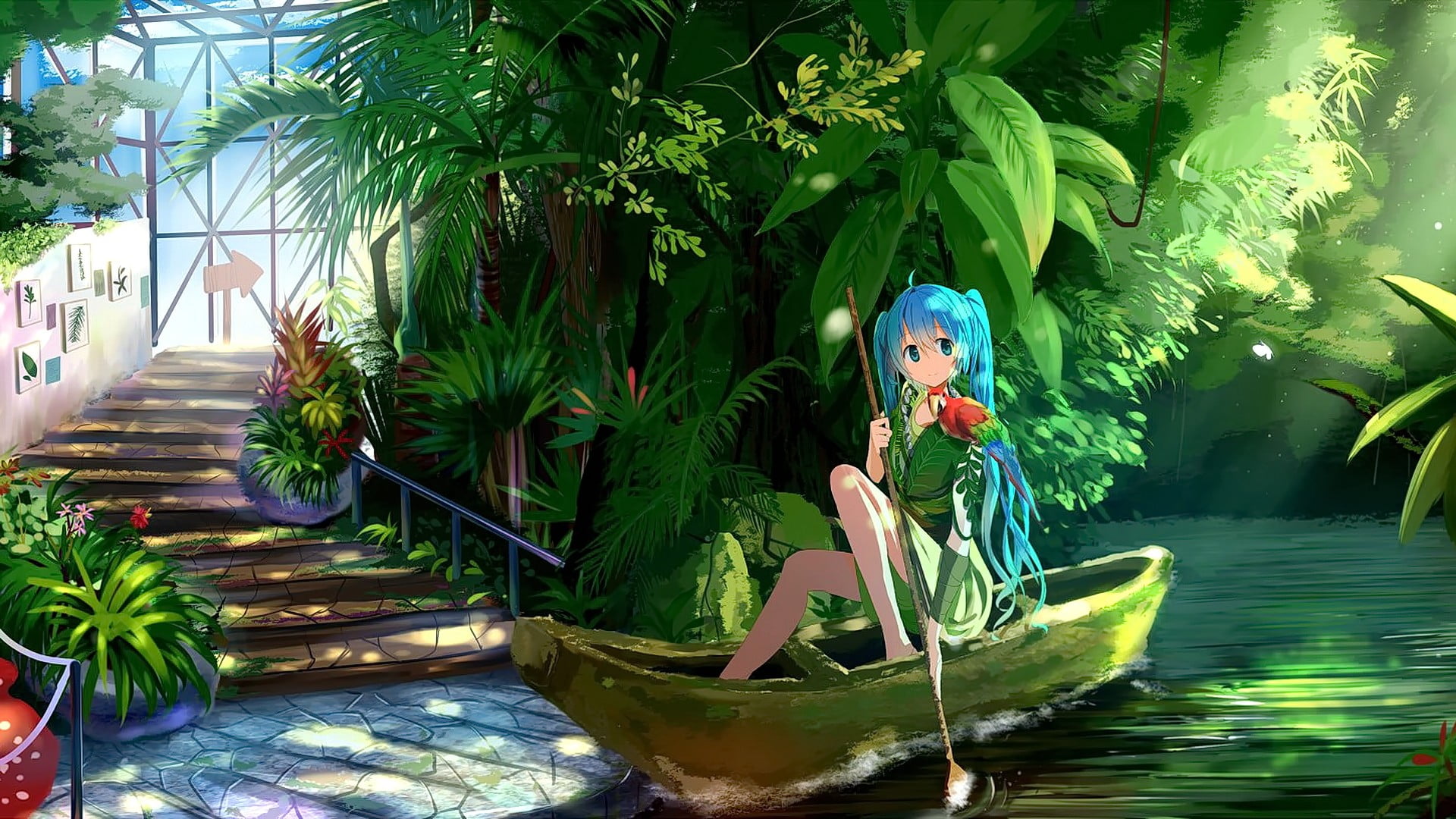 Free download | HD wallpaper: anime, anime girls, aqua hair, long hair