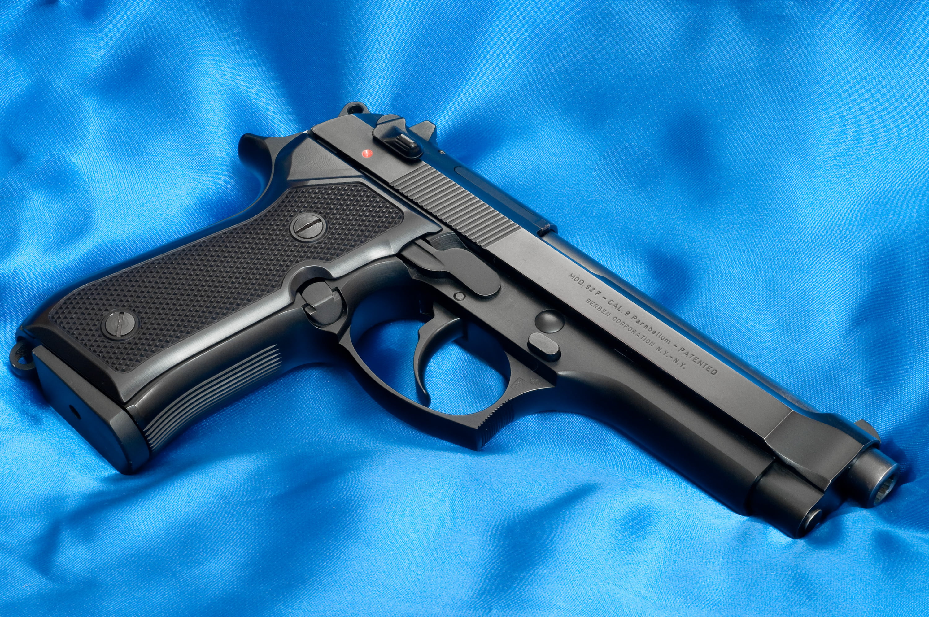 black semi-automatic pistol, Blue, Gun, Italy, Wallpaper, Trunk