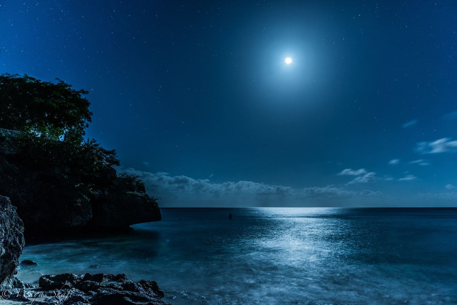 island, landscape, beach, blue, moonlight, sea, nature, starry night