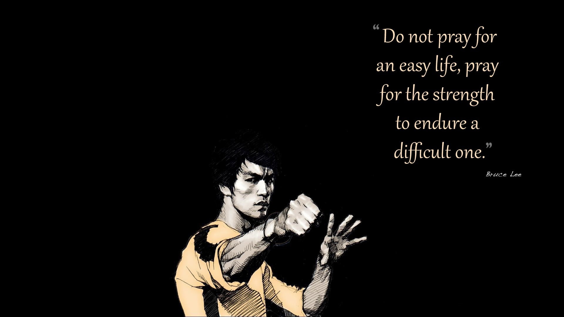 black, Bruce Lee, life, motivational, quote, yellow, one person