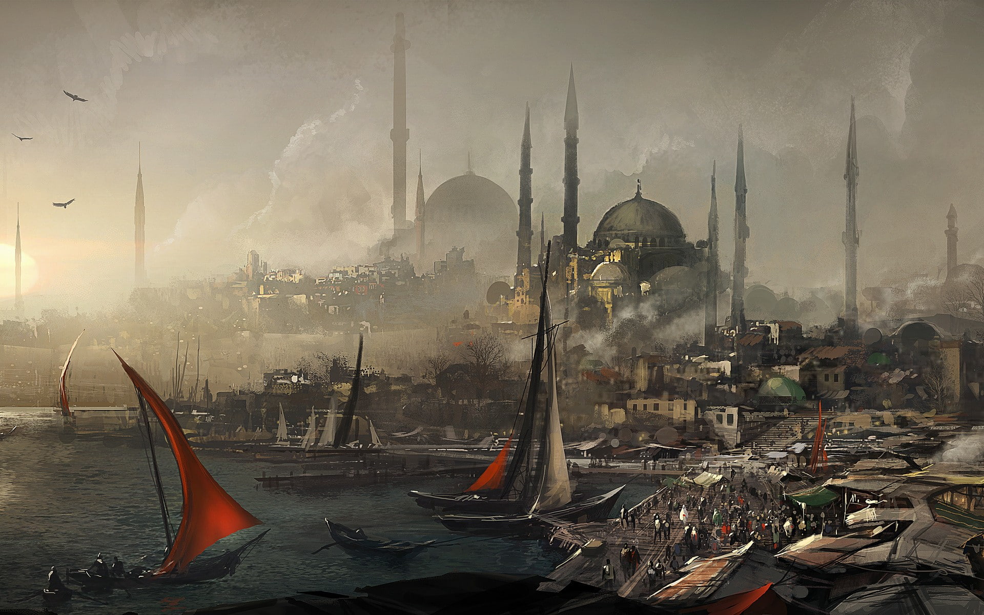 art, artwork, assassins, cityscapes, constantinople, creed
