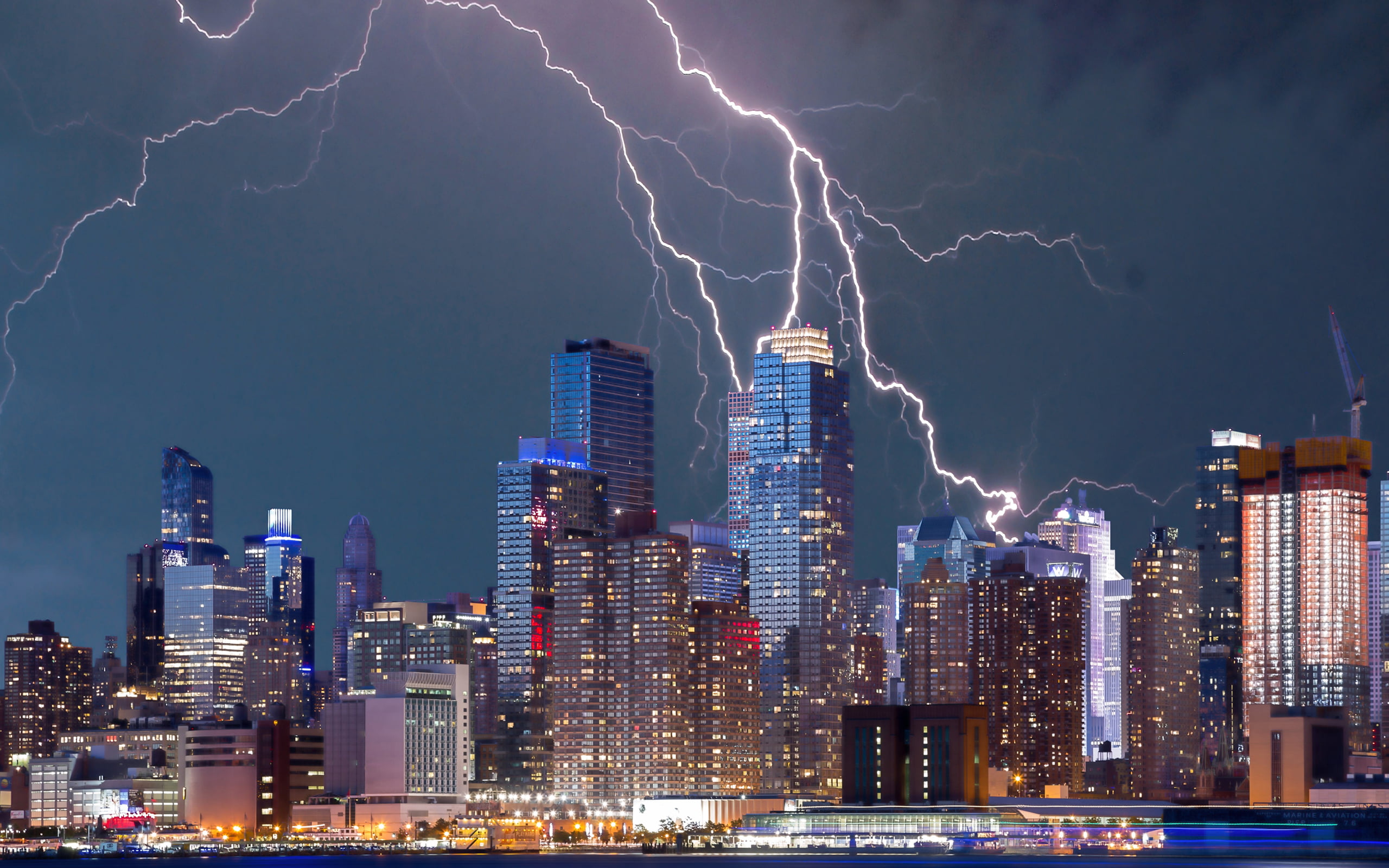 lightning, lightning bolt, New York City, urban, nature