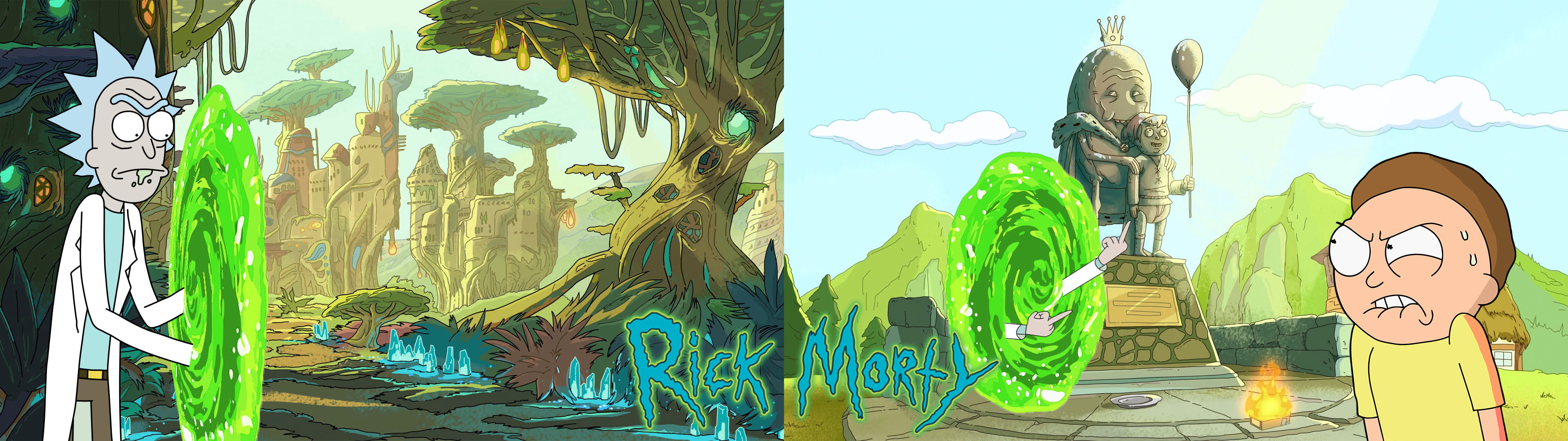Rick and Morty, dual monitors, dual display
