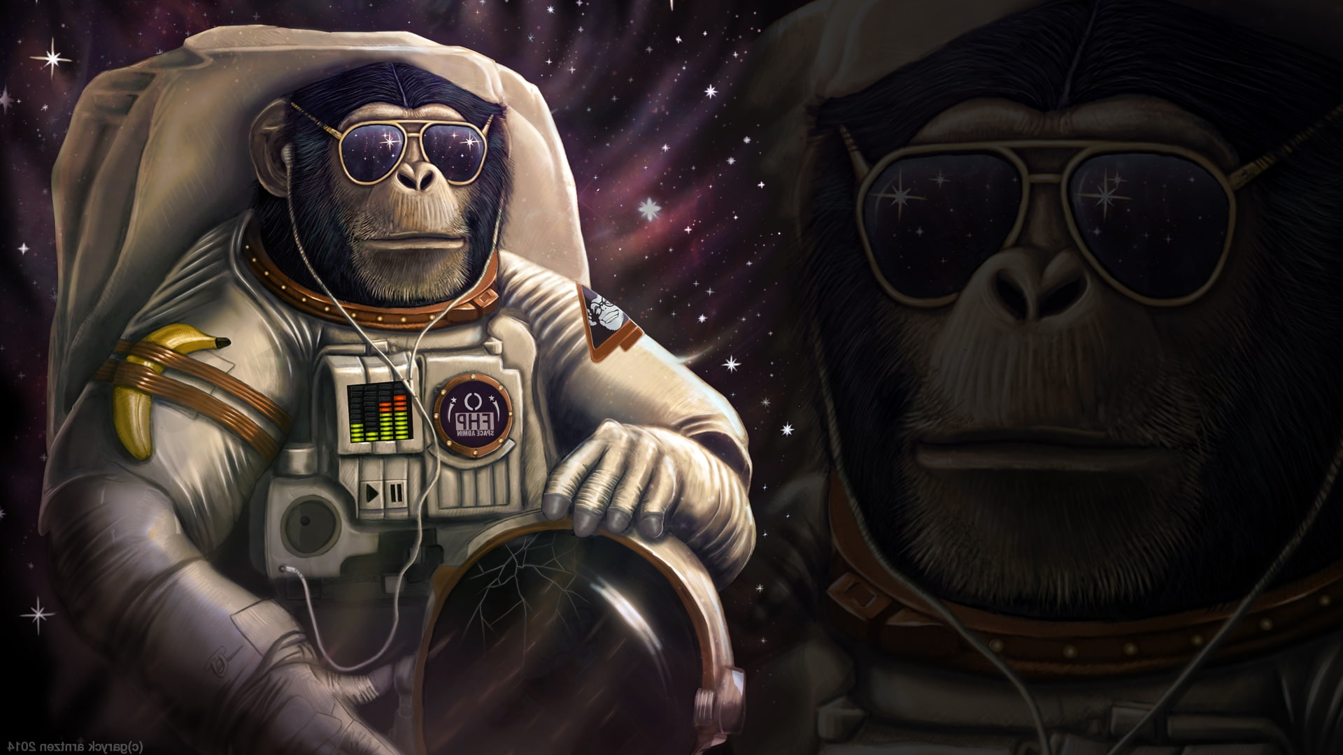 astronaut, Banana, monkey, sunglasses, wtf, technology, human representation