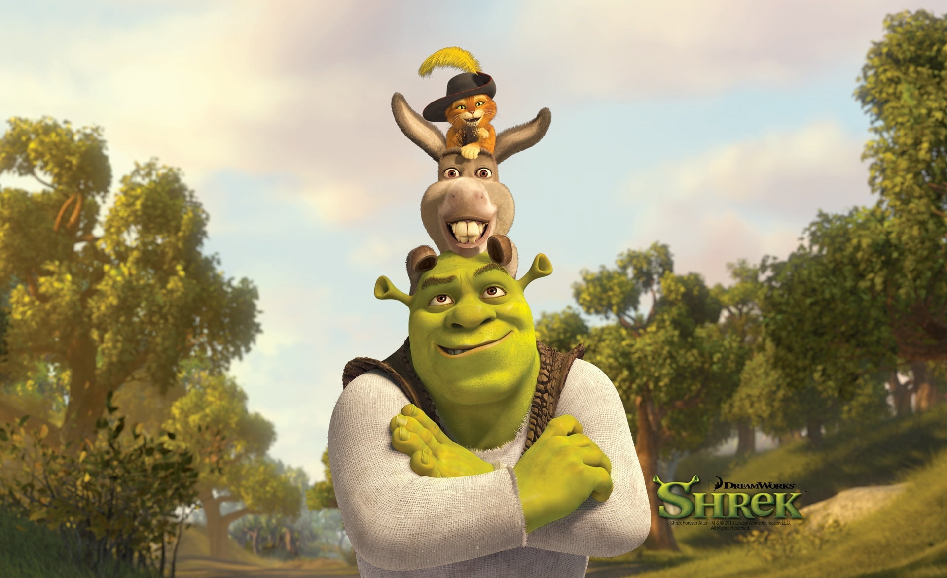 Shrek, Puss And Donkey, Shrek wallpaper, Cartoons, shrek forever after