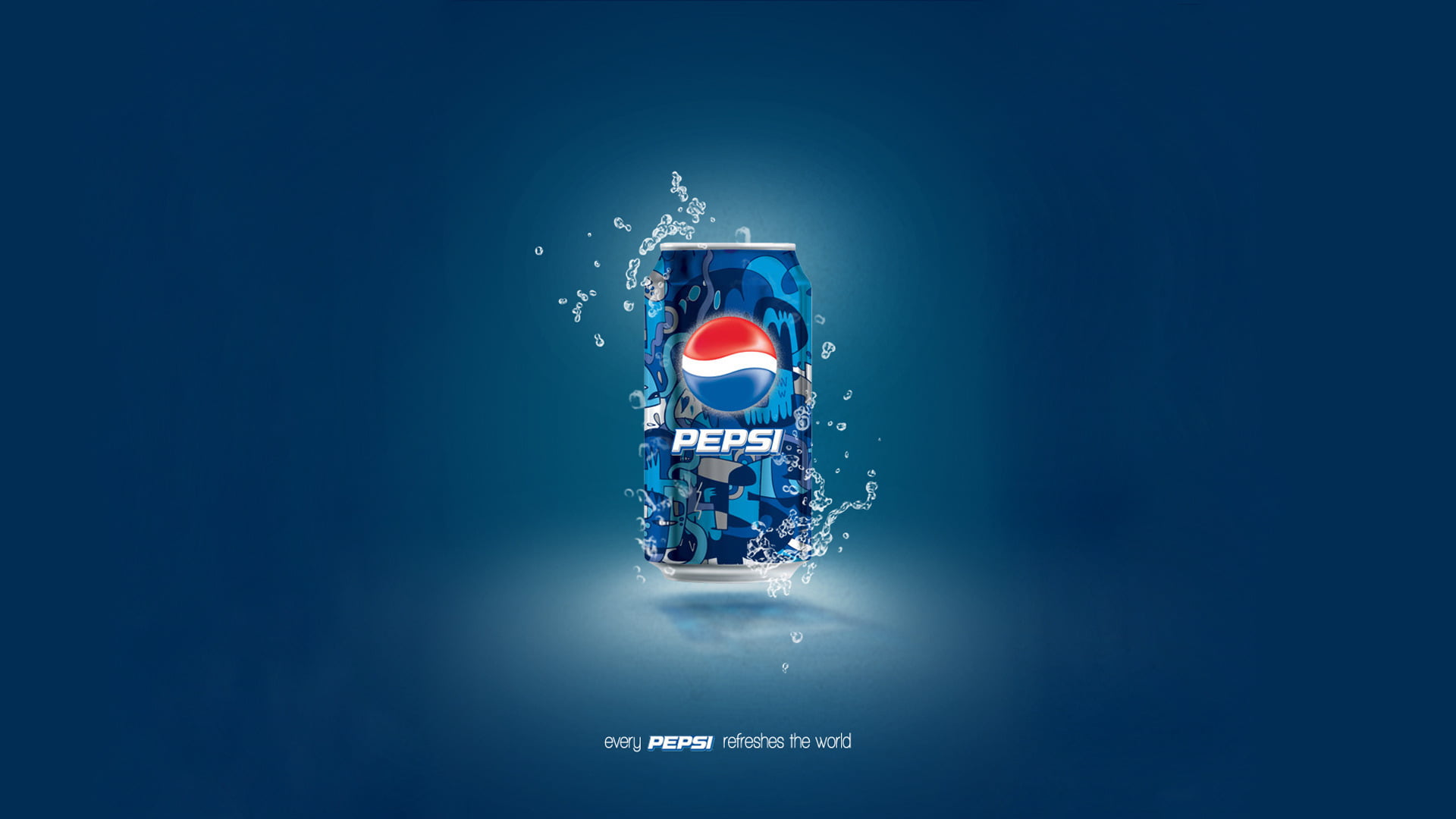 Pepsi tin can advertisement, drops, blue, background, Bank, red