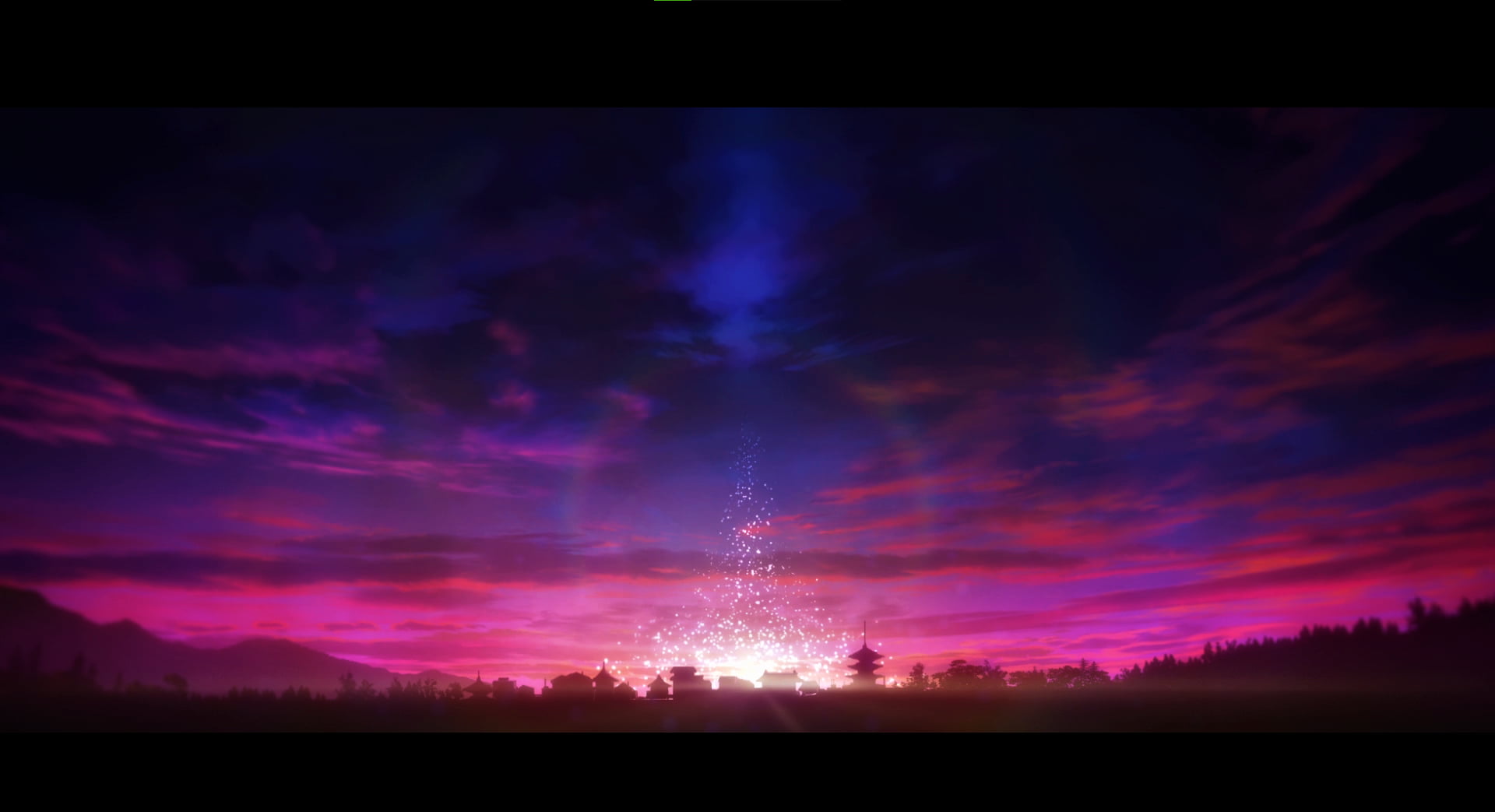Jujutsu Kaisen, sunset, sparkles, clouds, anime, Anime screenshot
