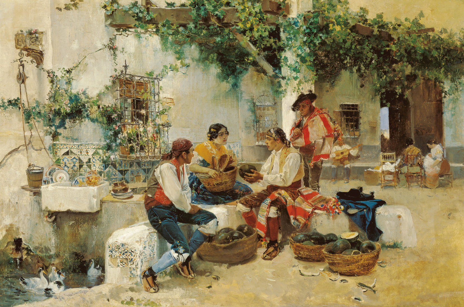 the city, house, people, picture, trade, genre, Joaquin Sorolla