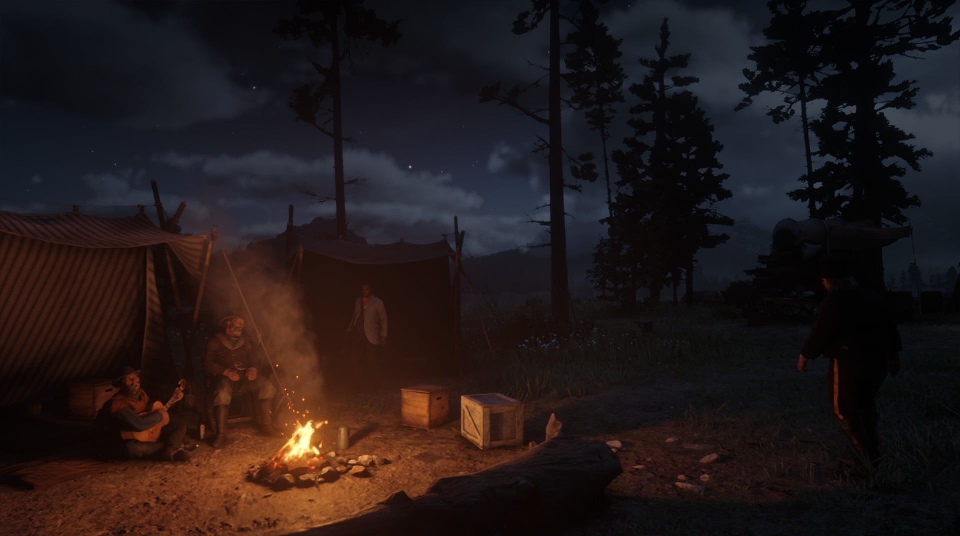 night, lights, Red Dead Redemption 2, Red Dead Redemption II