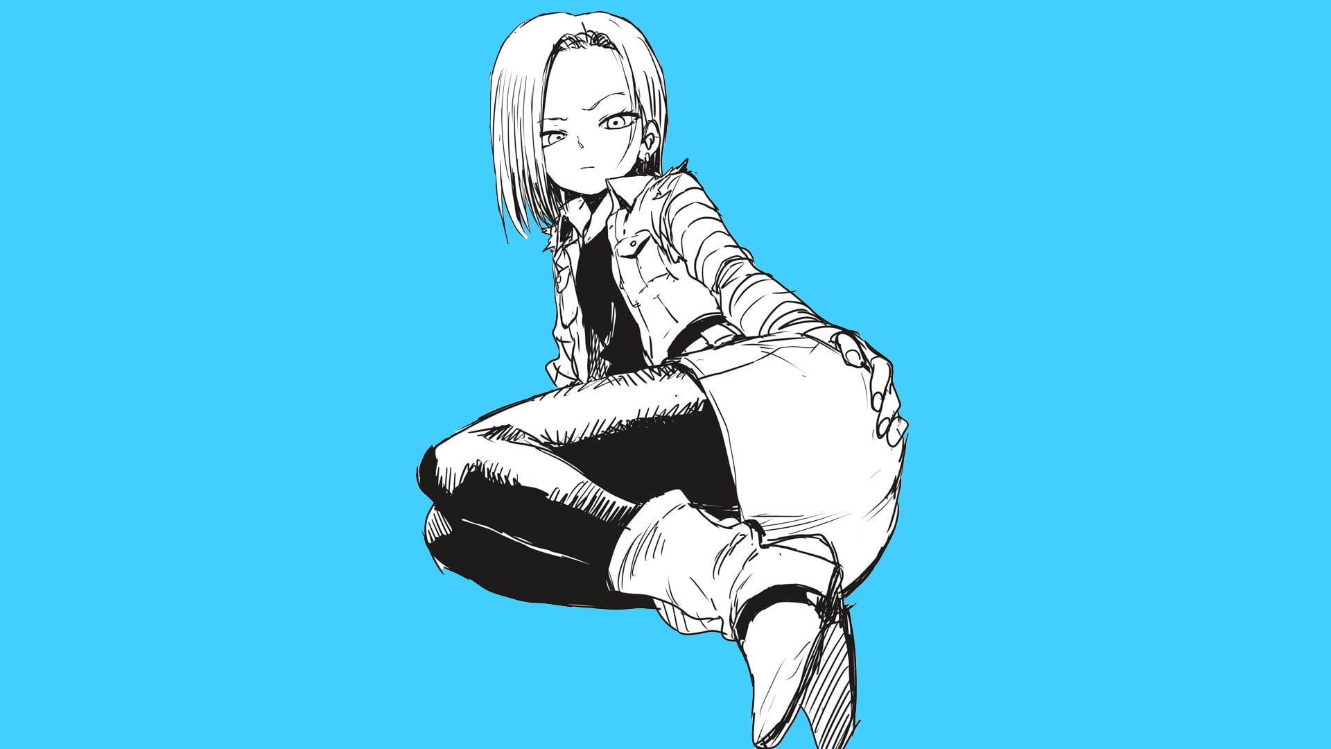 anime girls, Android 18, simple background, Dragon Ball Z