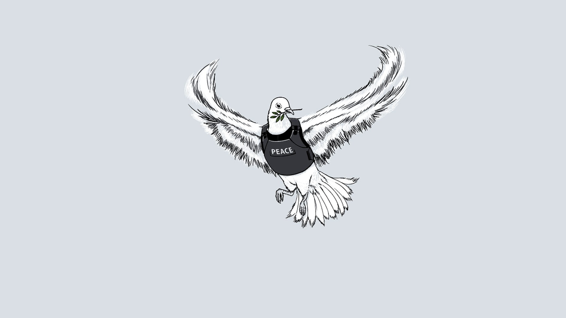 white and black bird illustration, minimalism, peace, war, copy space
