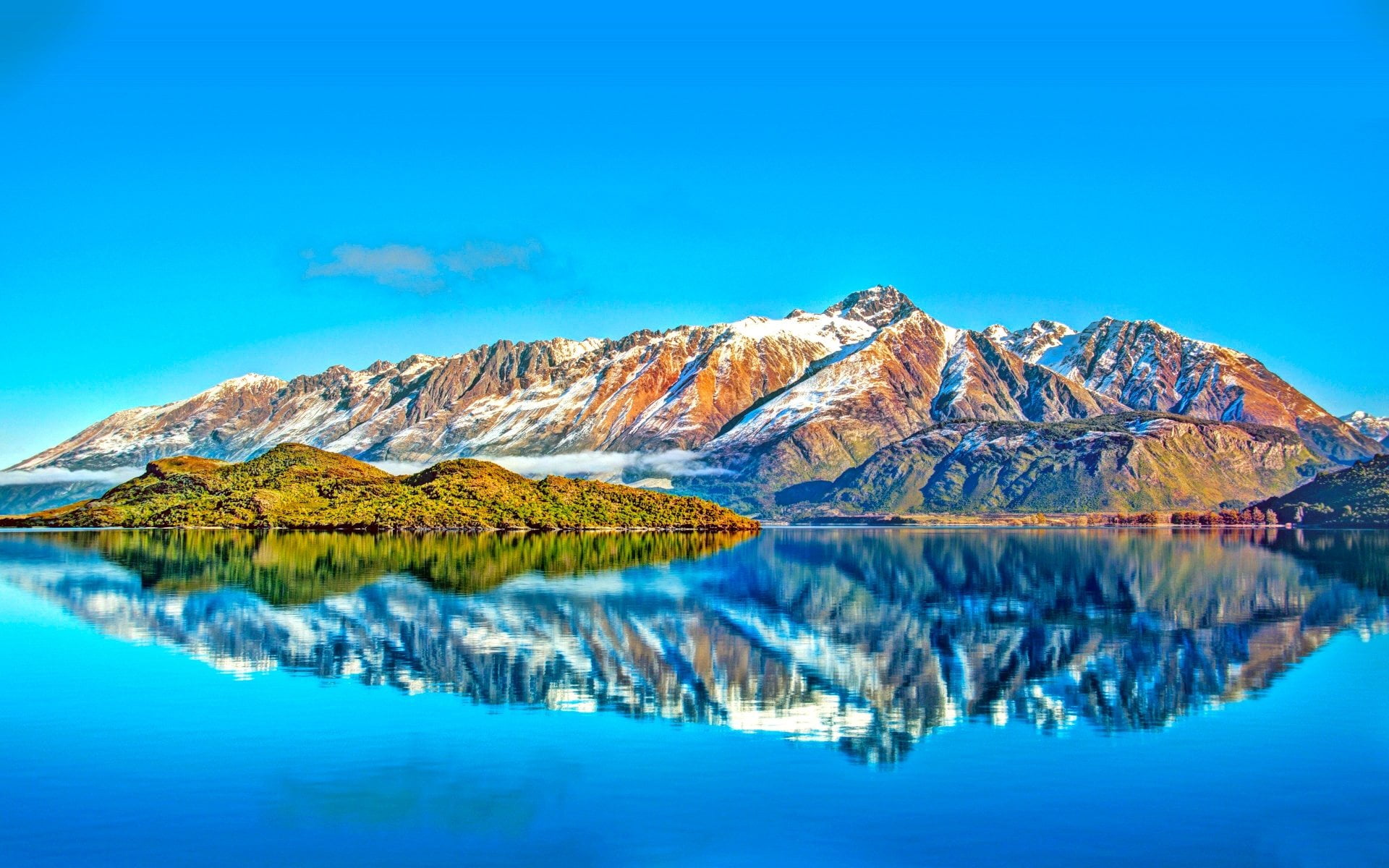 brown and white mountain, Earth, Scenic, Azure, Lake, Reflection