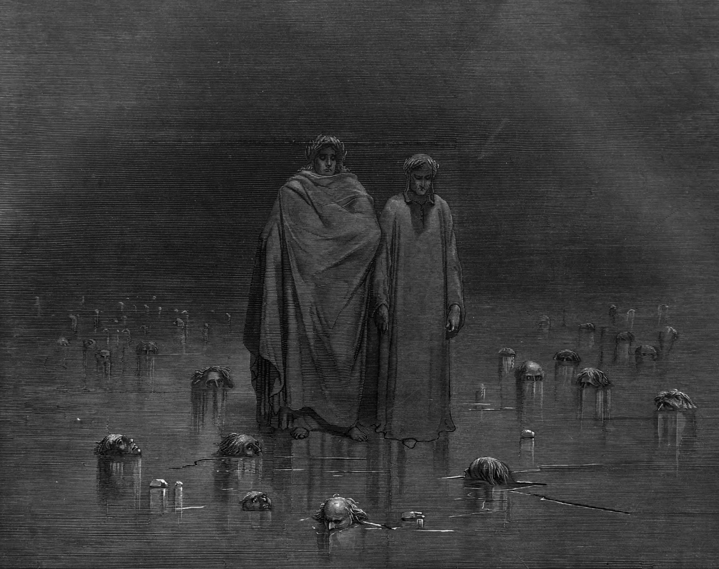 two men illustrations, The Divine Comedy, Dante's Inferno, Gustave Doré
