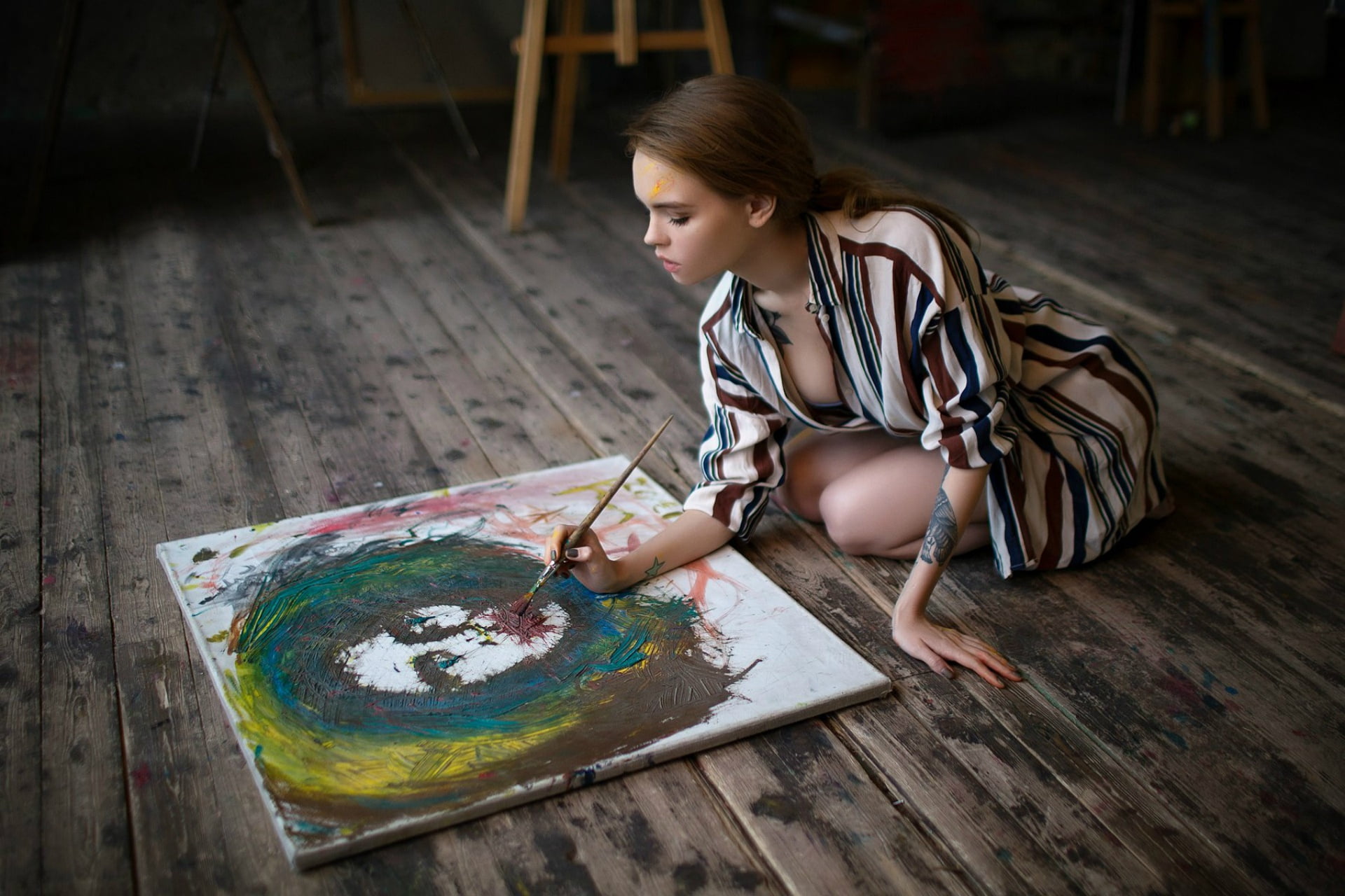 paint, creativity, brush, Anastasia Shcheglova, one person