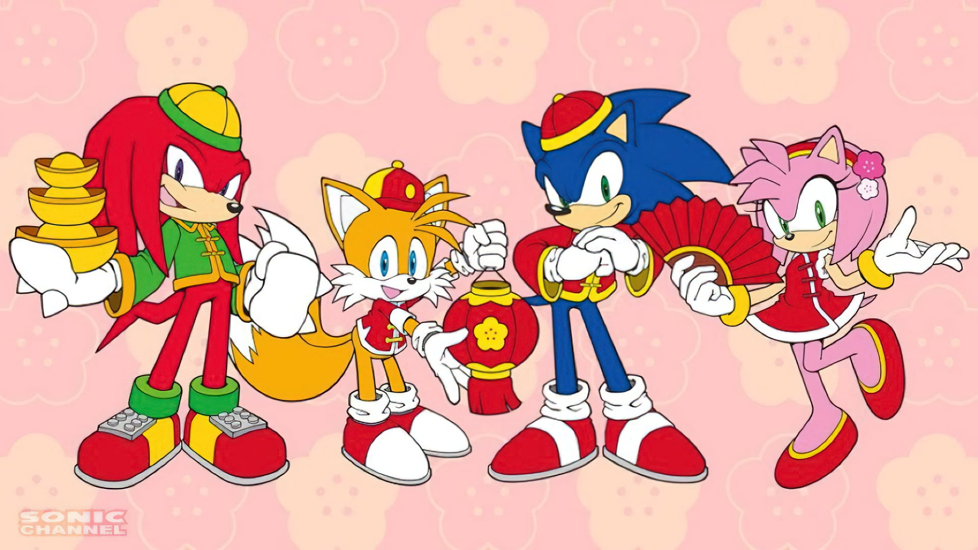 Sonic, Tails (character), Amy Rose, Knuckles, Sonic the Hedgehog
