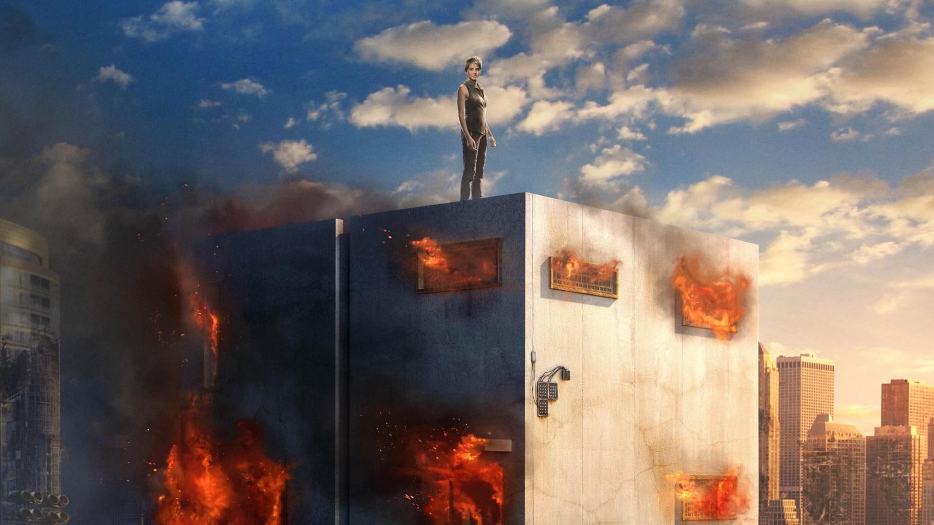 Insurgent 2015, woman on top of burning structure, movies, hollywood movies