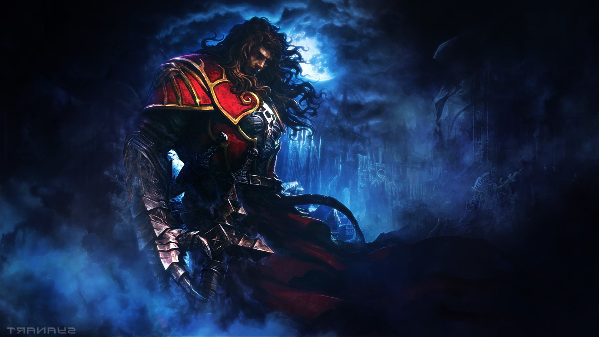 castlevania castlevania lords of shadow video games fantasy art gabriel belmont night smoke armor