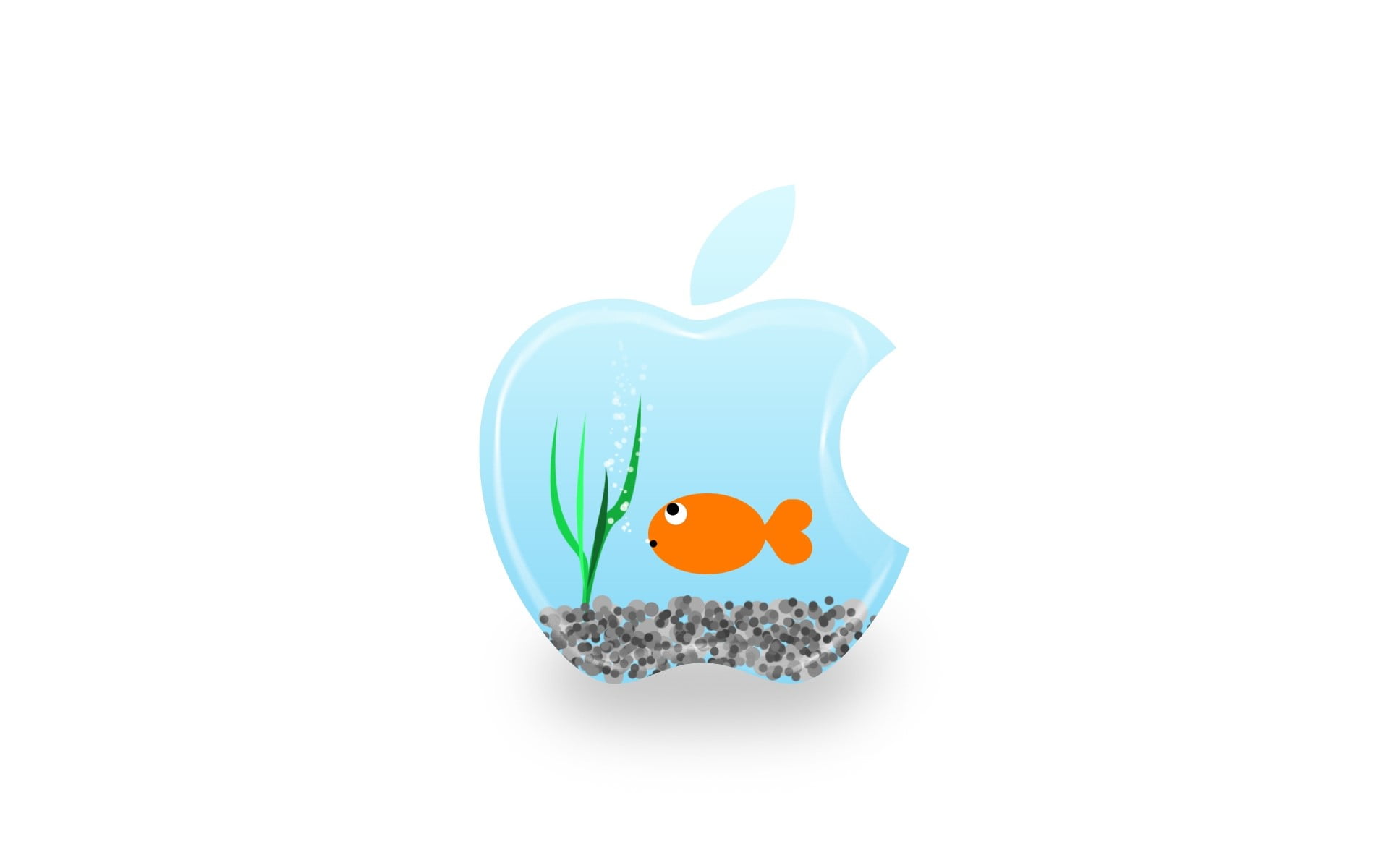 App storm, Apple, Mac, Aquarium, Blue, Fish, studio shot, white background