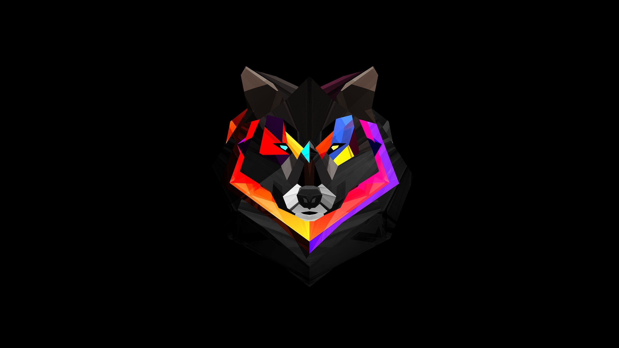 Wolf Black Polygon Art Abstract HD, digital/artwork
