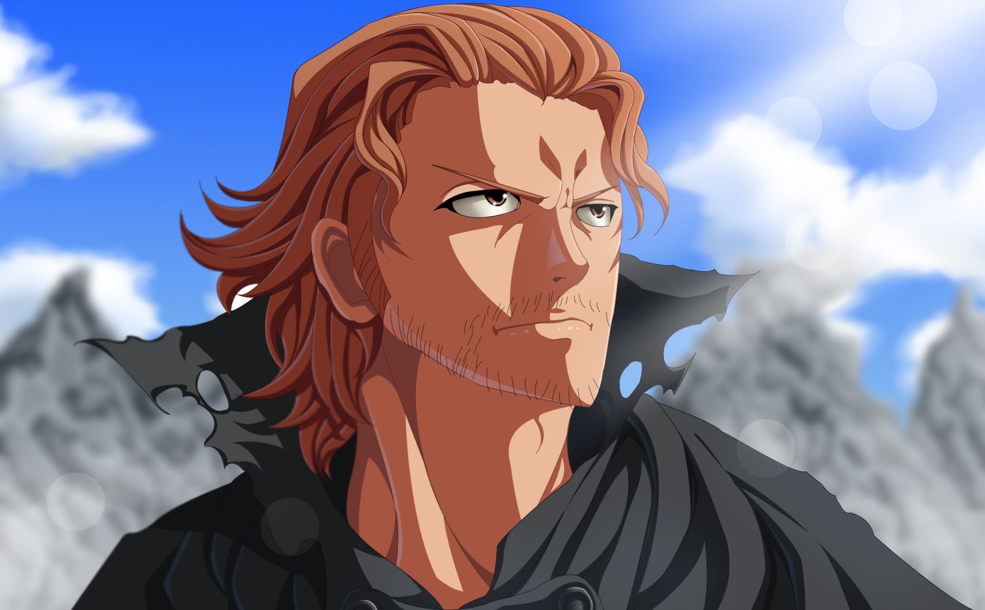 Anime, Fairy Tail, Gildarts Clive, sky, portrait, one person