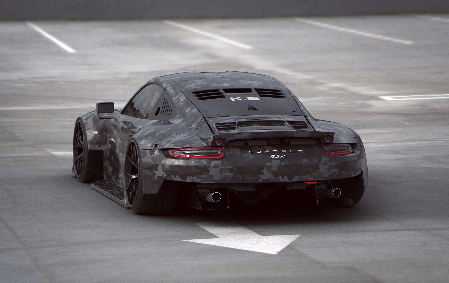 gray Porsche coupe, Khyzyl Saleem, artwork, 3D, car, vehicle