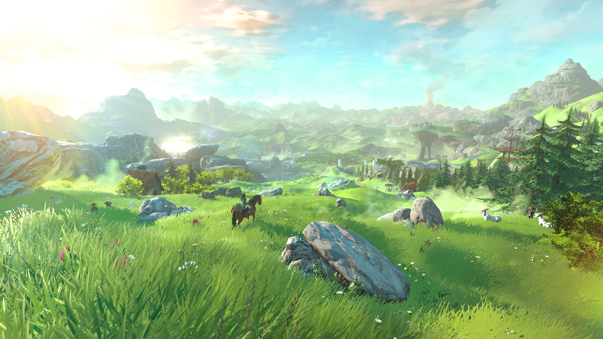 painting of landscape, Wii U, Link, The Legend of Zelda, nature