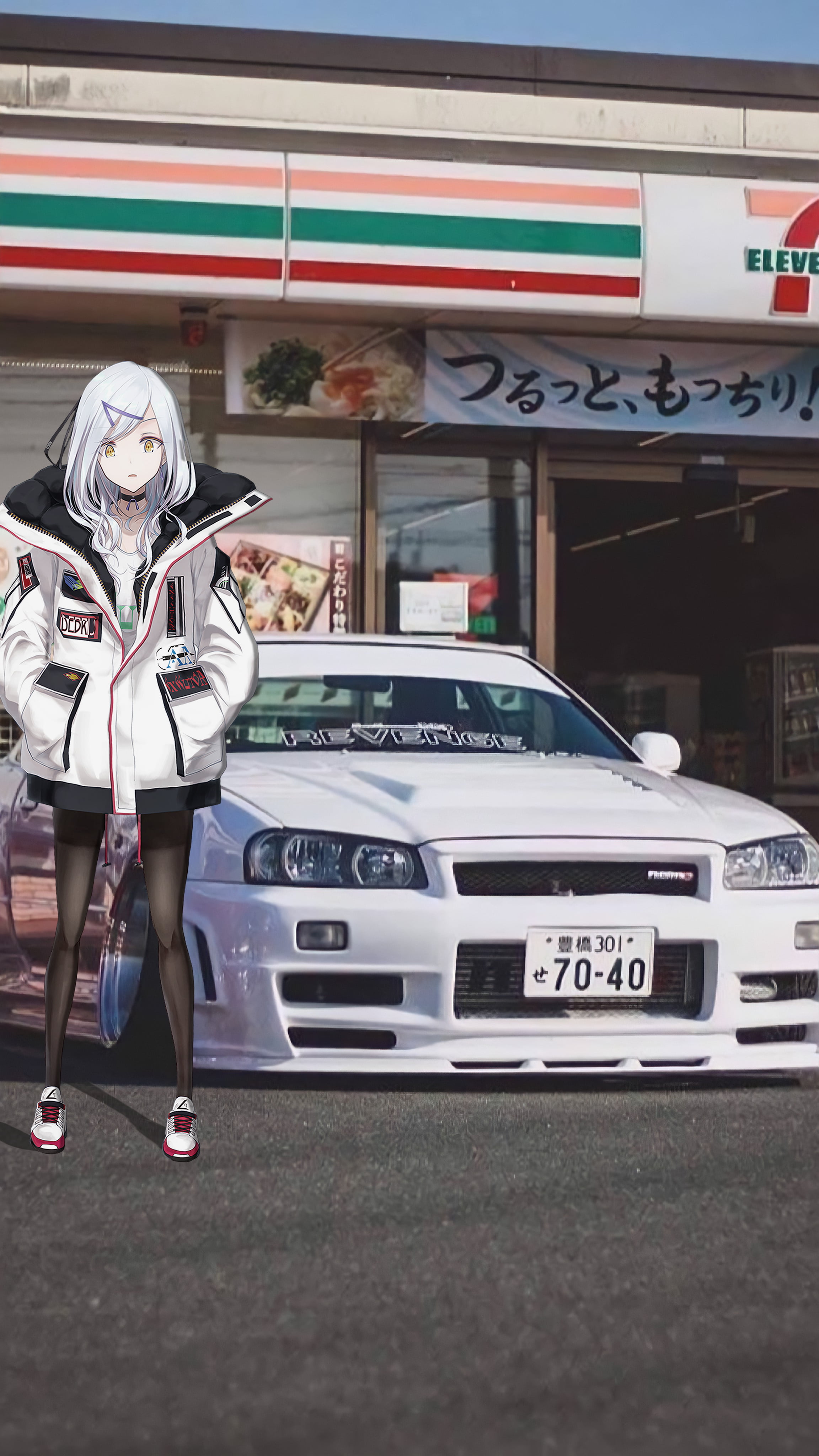 Nissan Skyline R34, anime girls, Japanese cars