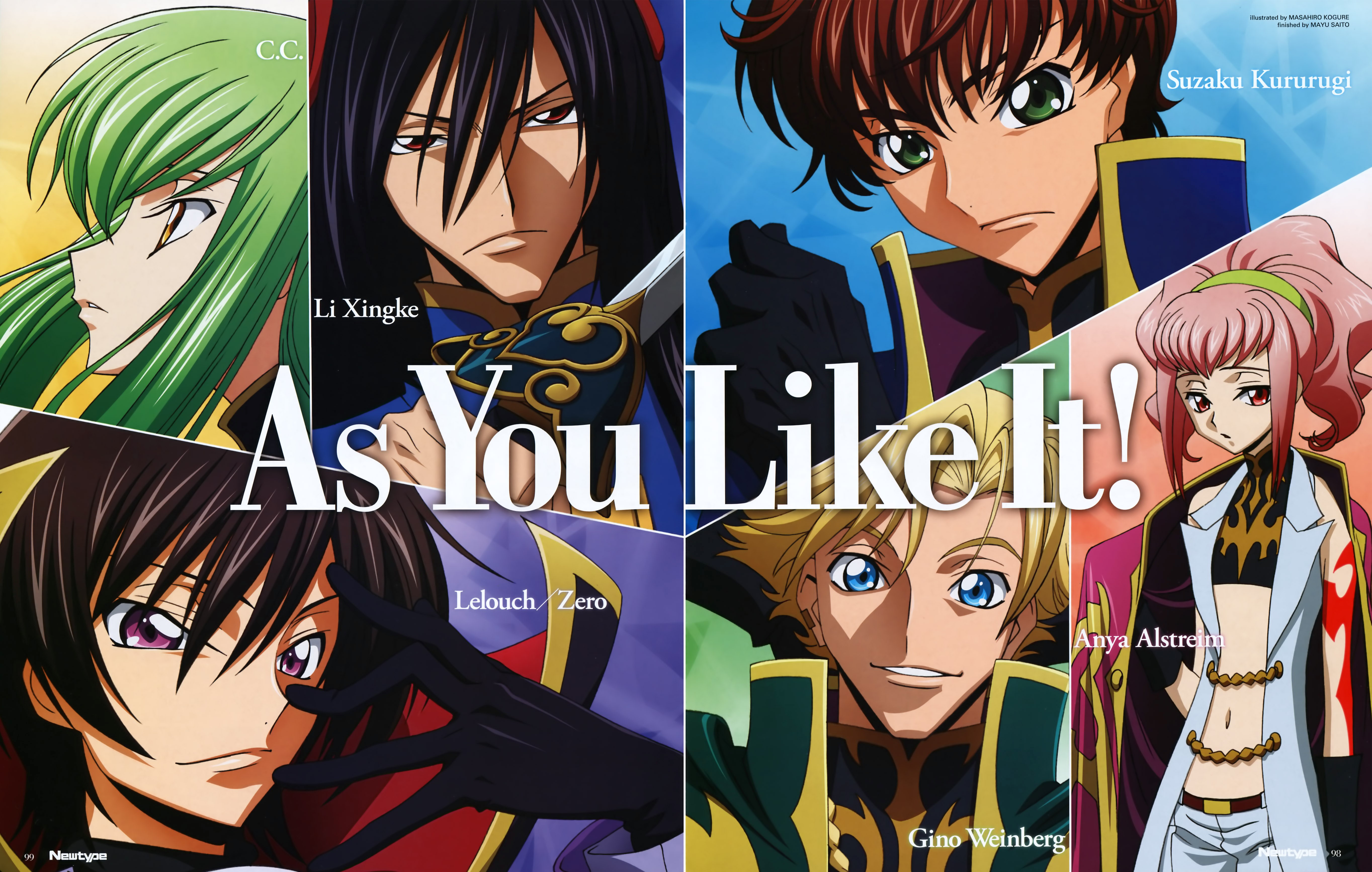 code geass, multi colored, representation, people, human representation