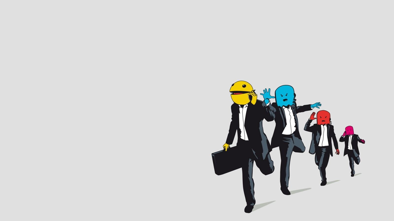 men's suit jacket illustration, humor, Pacman, studio shot, copy space