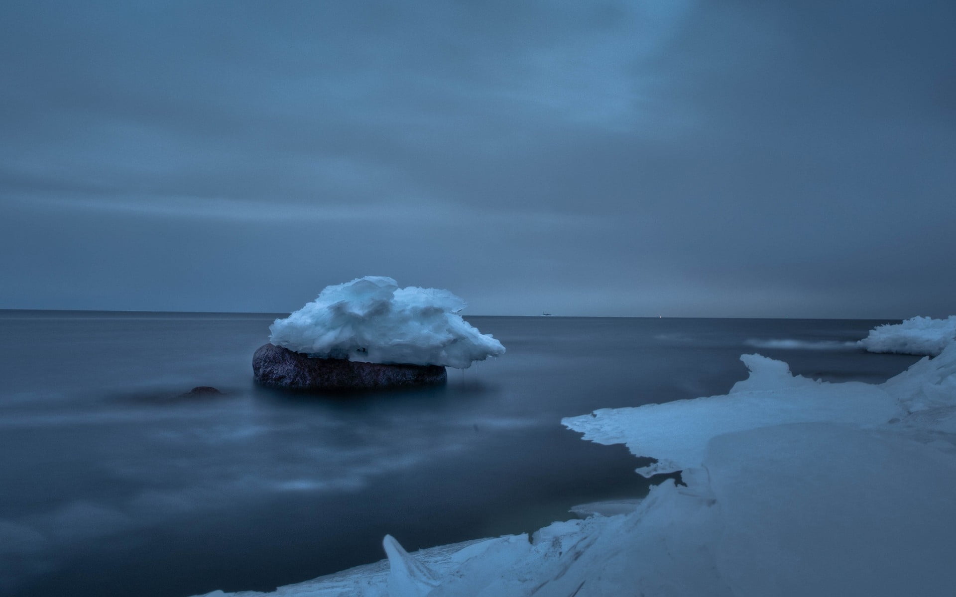 white iceber, snow, sea, stone, sky, cloudy, nature, iceberg - Ice Formation