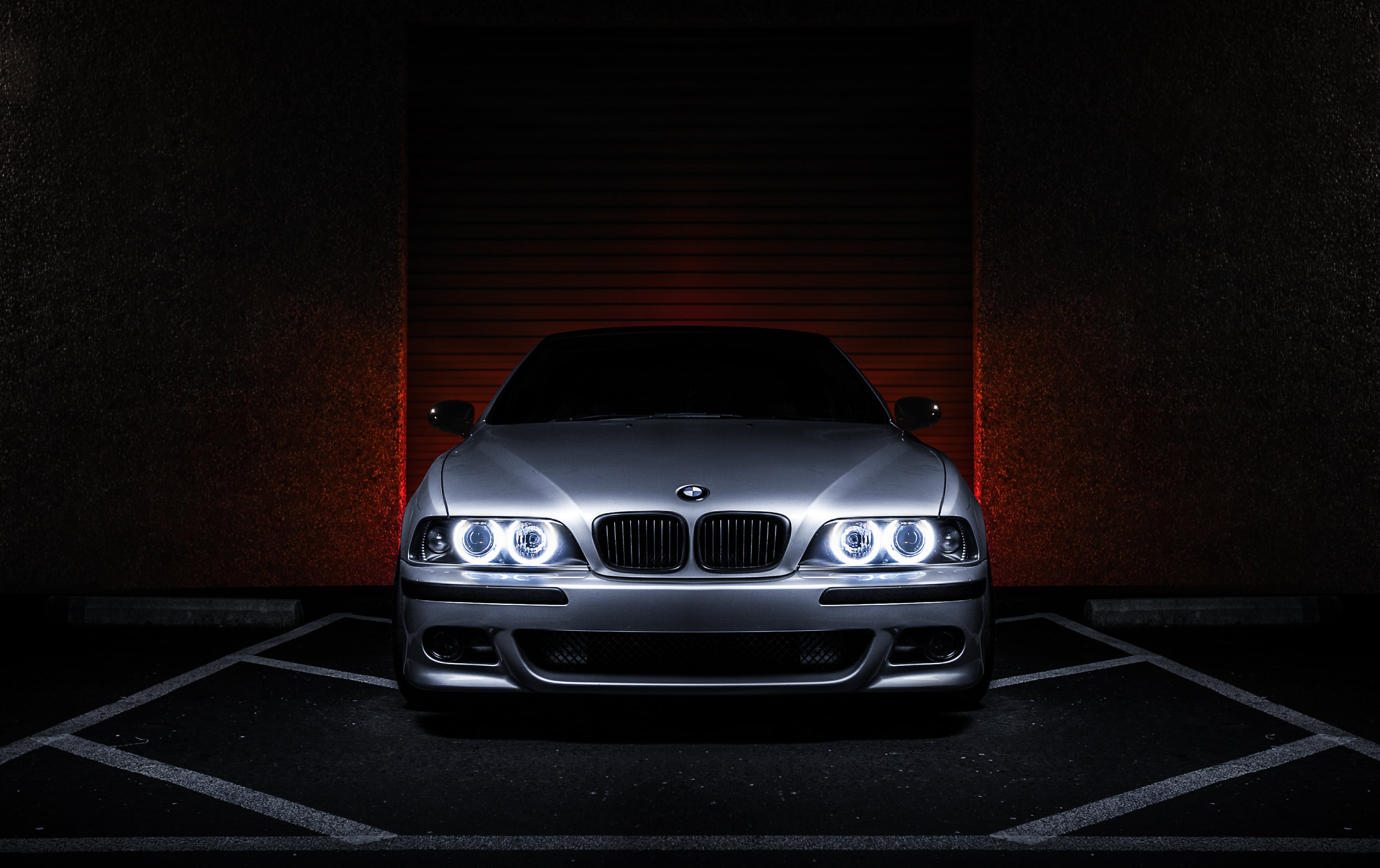 silver BMW E39 M5, metallic, angel eyes, 540i, 5 series, car