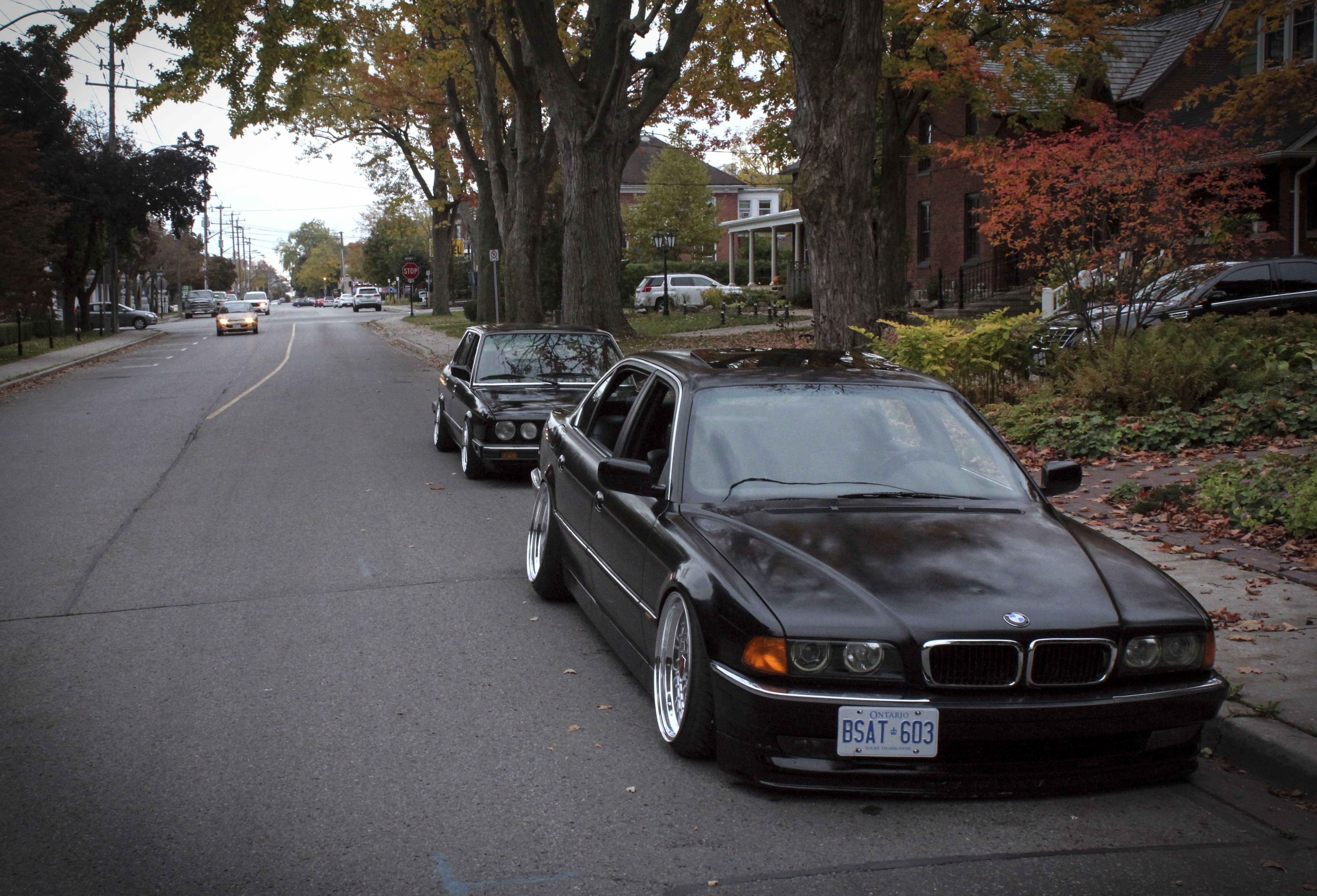 black BMW 3 series, autumn, tuning, drives, classic, stance, E28