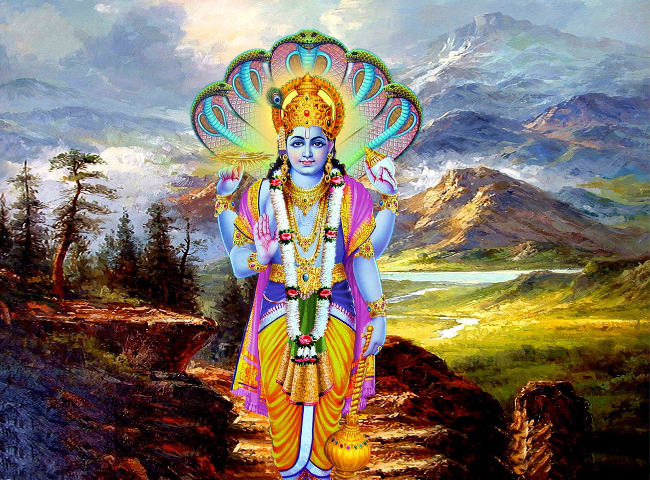 Lord Vishnu With Sesha Snake, Hindu deity wallpaper, God, representation