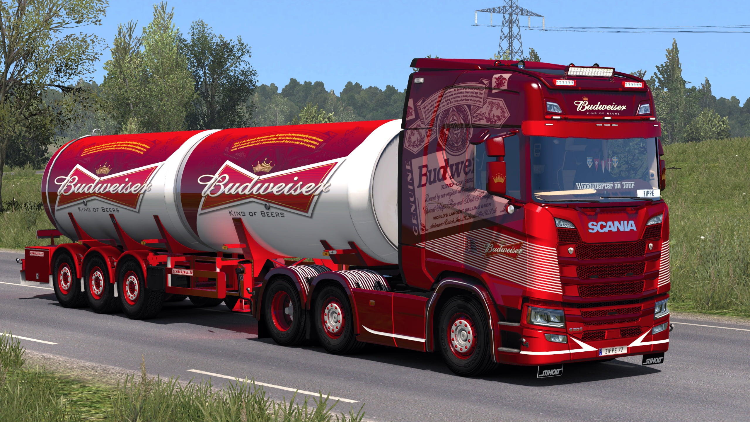 road, truck, Scania, ETS2, Budweiser, Euro Truck Simulator 2