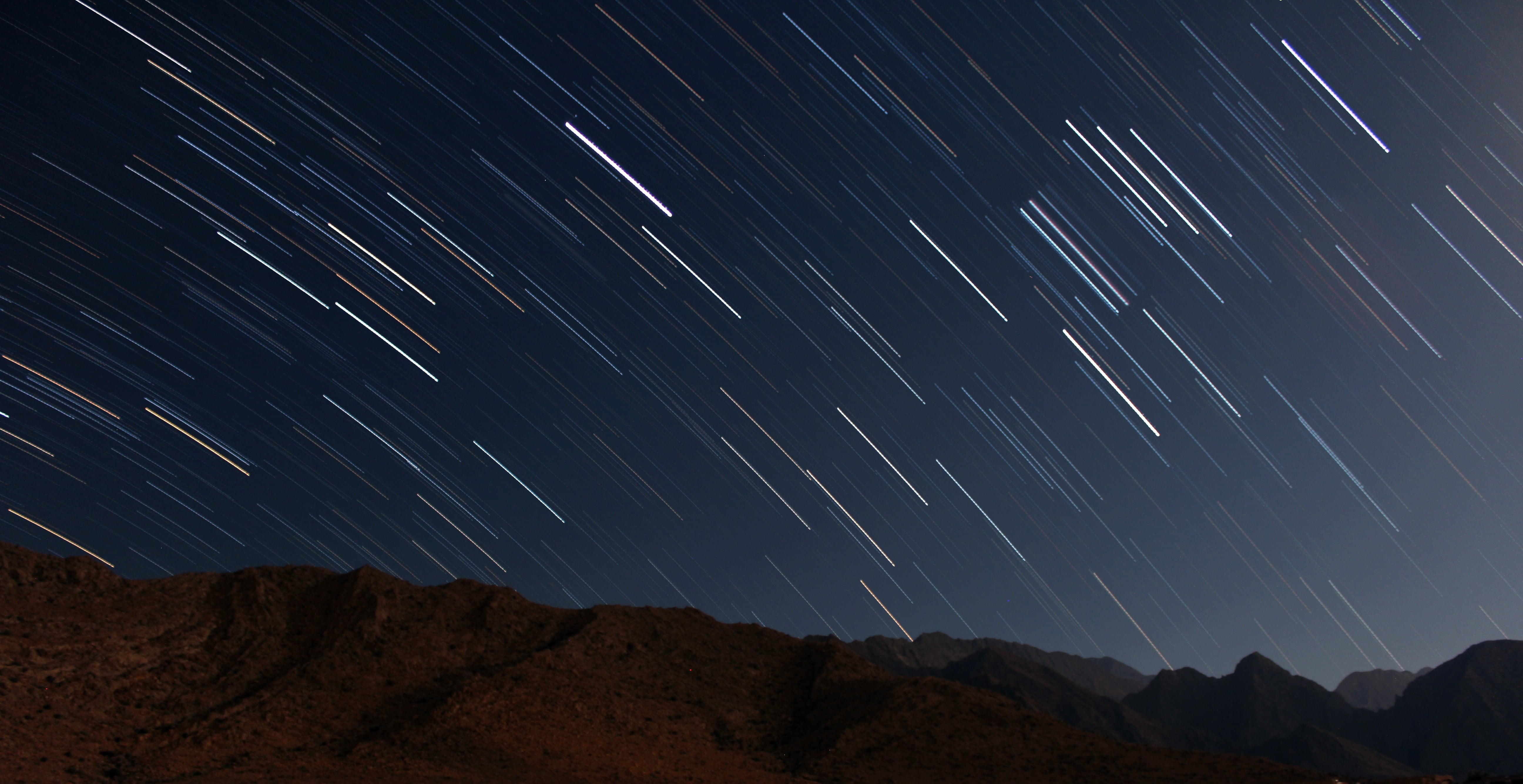 star shower, mountains, sky, stars, long exposure, star - space