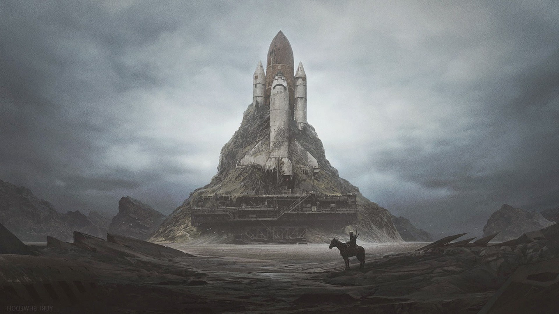 launch pads space shuttle wasteland apocalyptic dystopian horse
