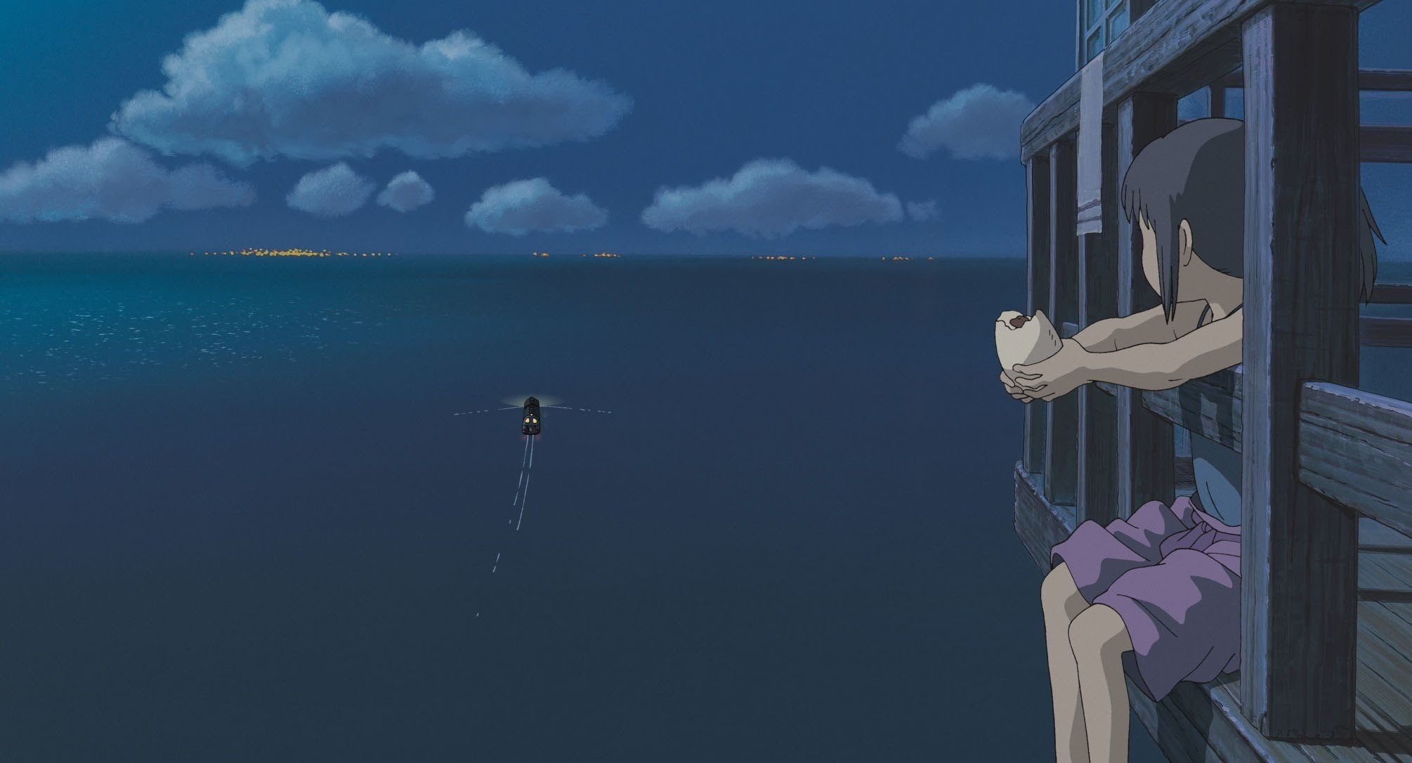 anime, pier, sea, Spirited Away, Studio Ghibli, sky, water