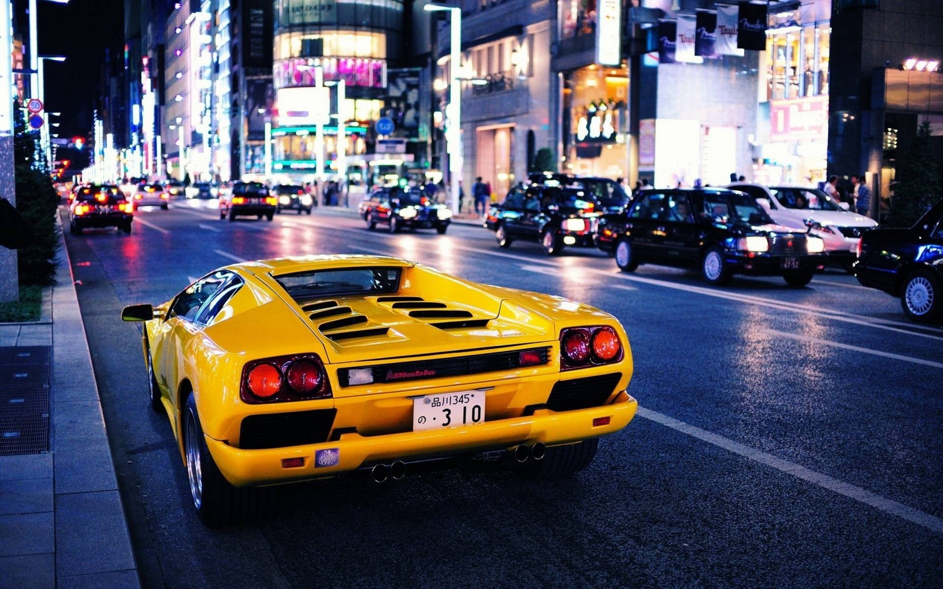 yellow Lamborghini sports car, Lamborghini Diablo, Japan, yellow cars