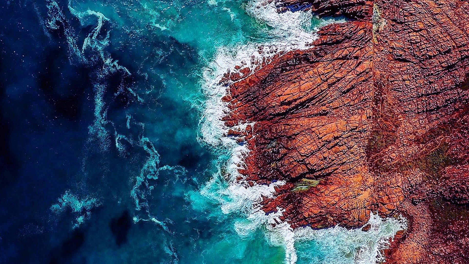 water, rock, wave, drone view, aerial view, coast, coastline